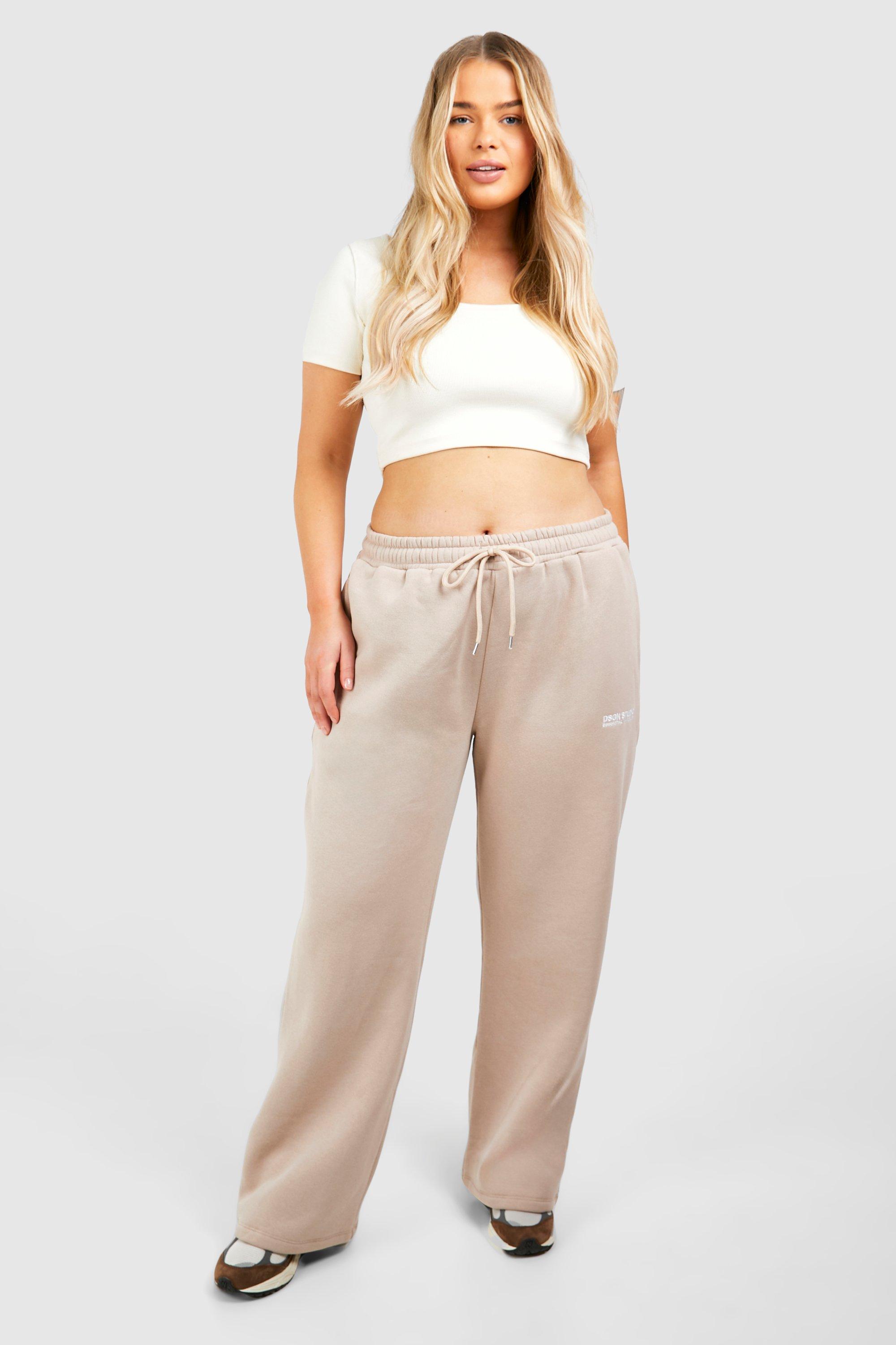 Womens Plus Dsgn Studio Straight Leg Jogger - Beige - 18, Beige