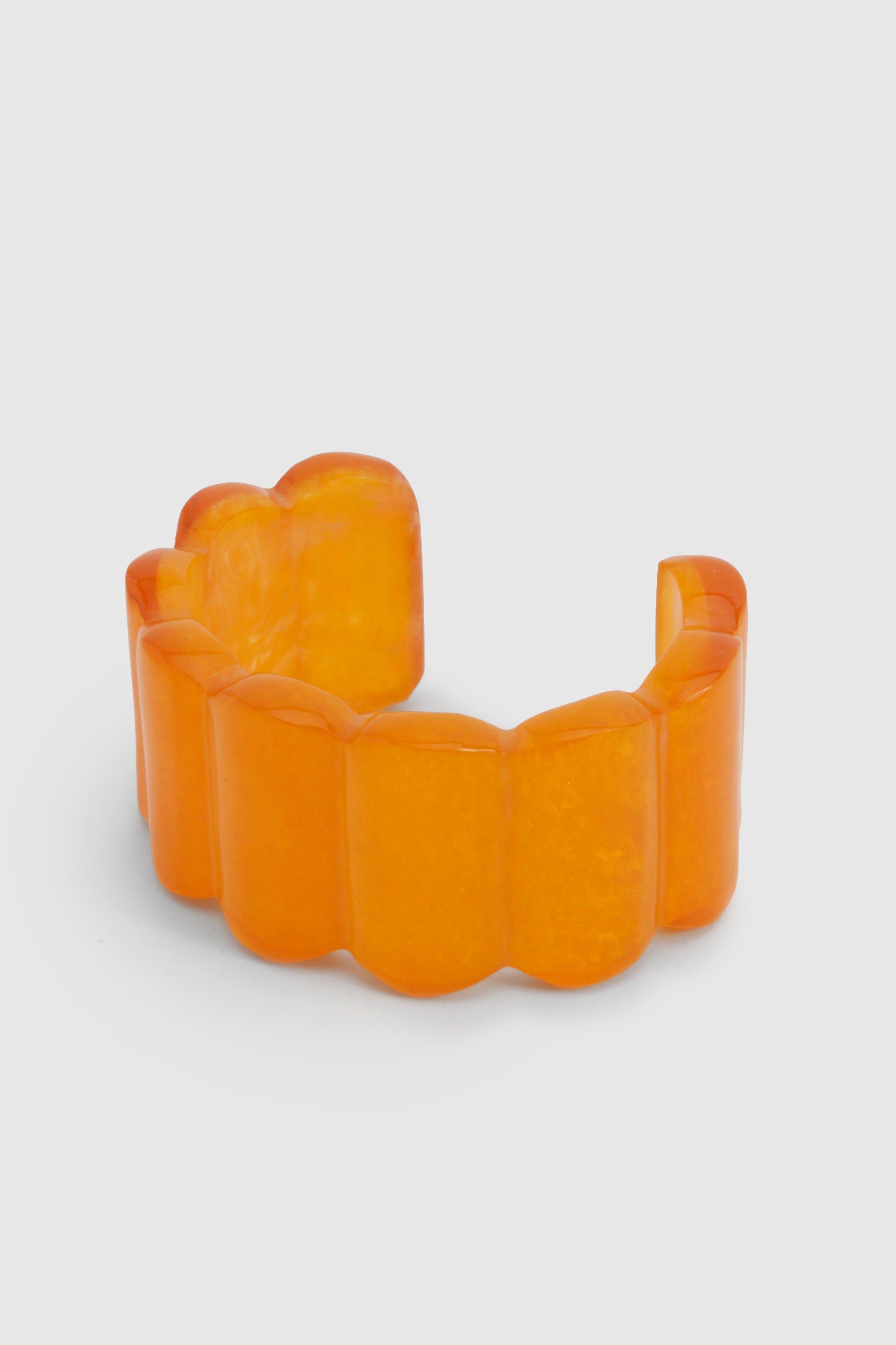 Womens Chunky Orange Resin Detail Bangle - One Size, Orange