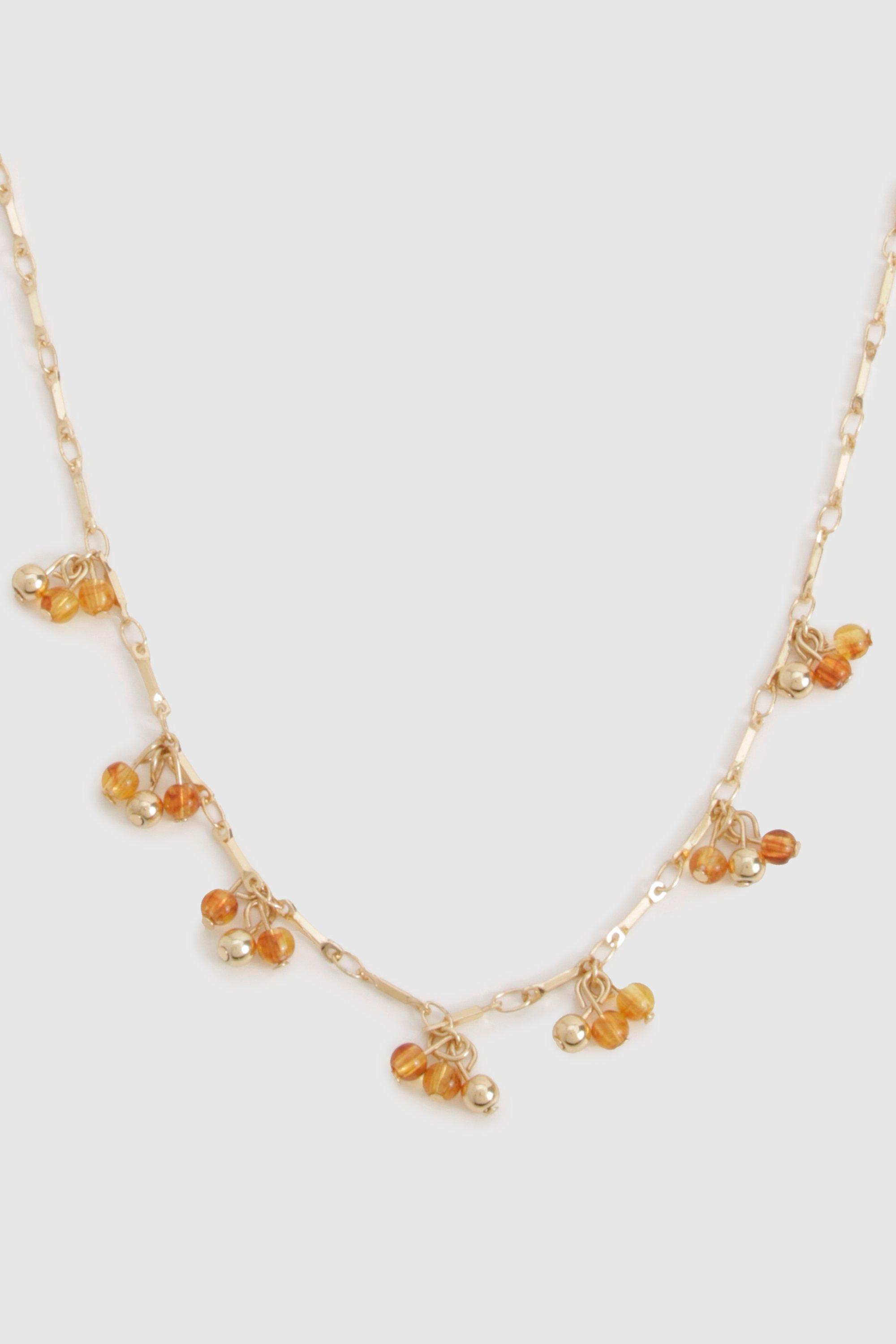 Image of Amber Beaded Cluster Necklace, Arancio