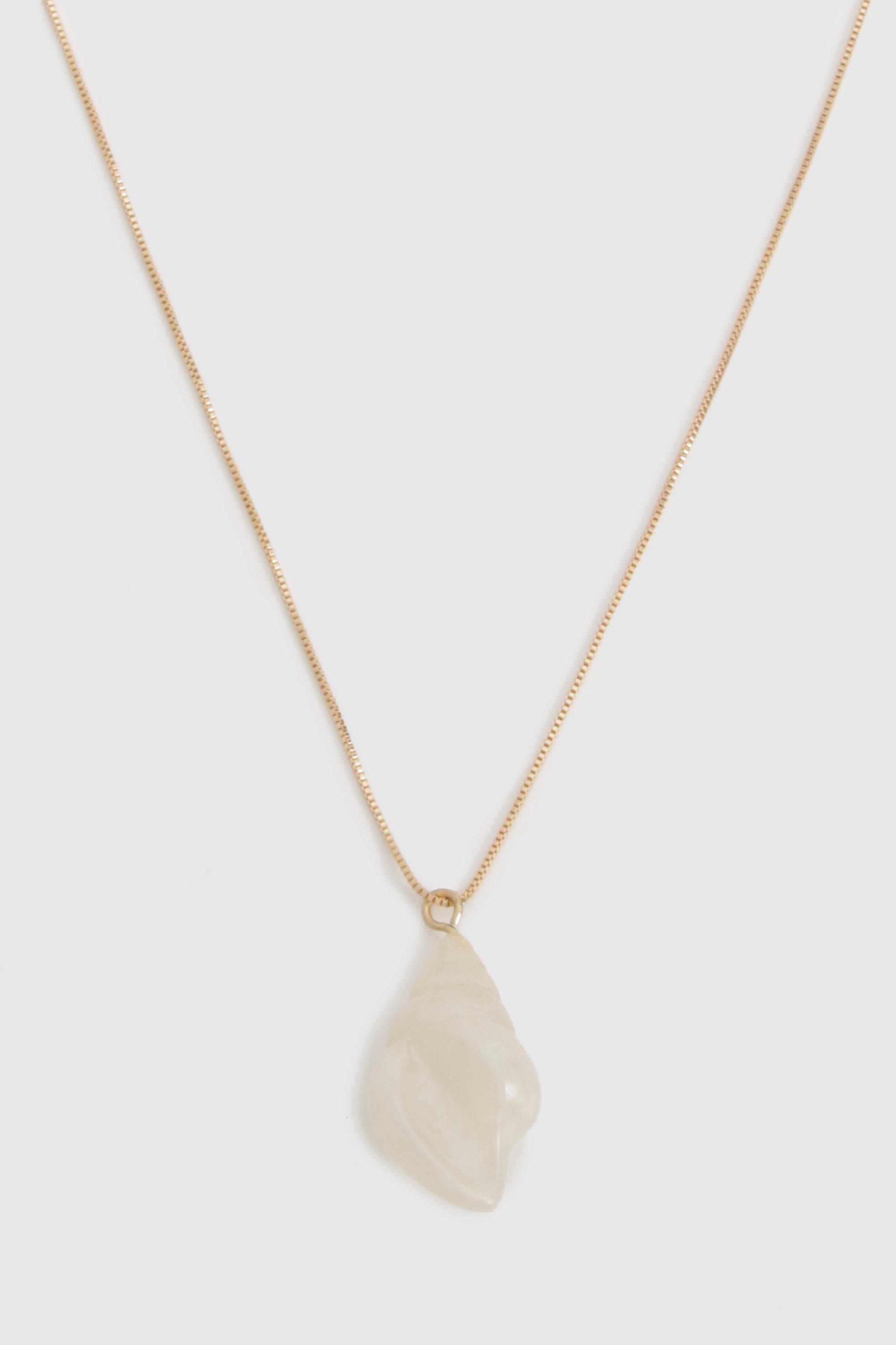 Image of Pearlised Shell Detail Necklace, Metallics