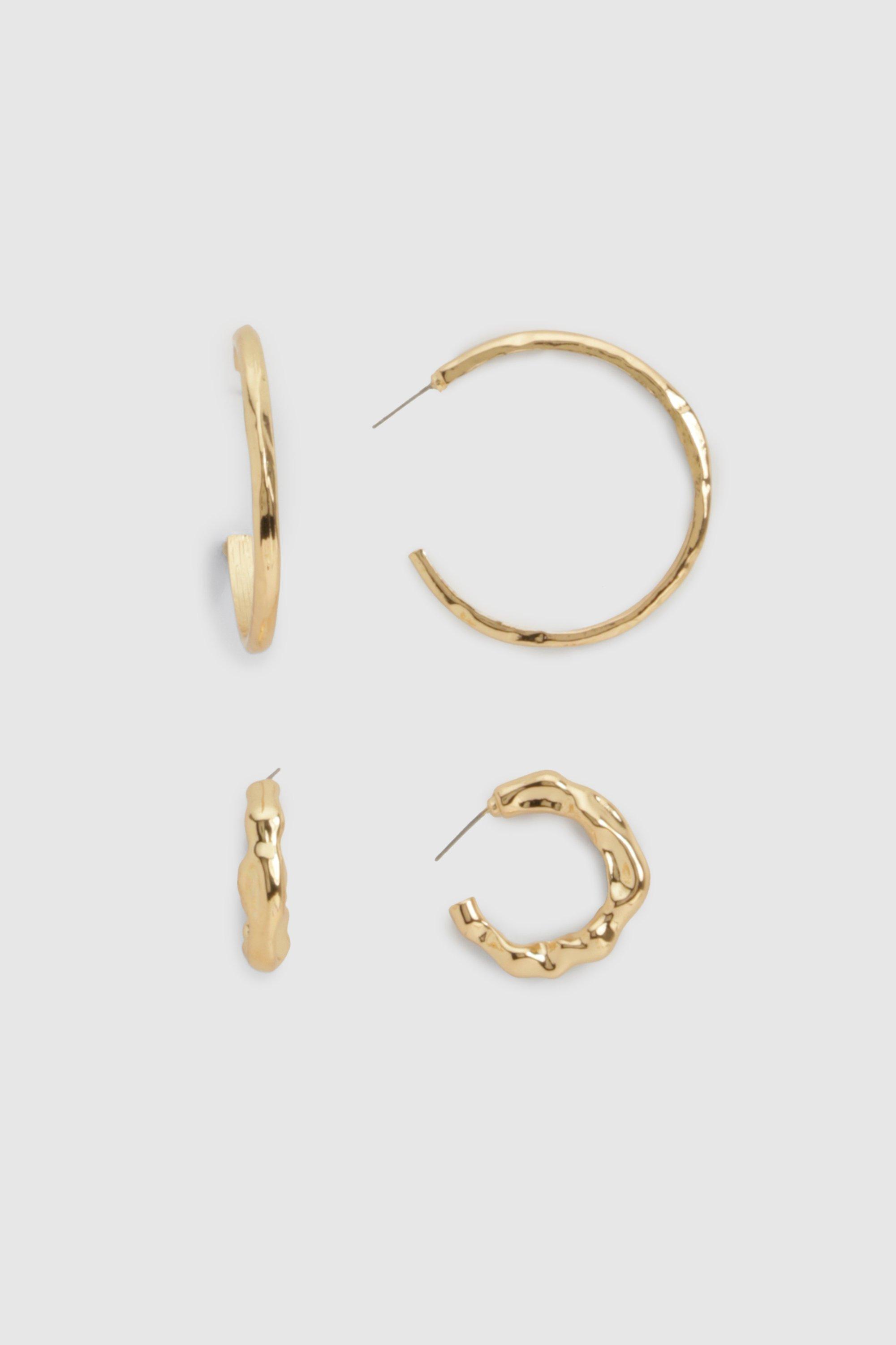 Womens Basic Gold Hoop Earring 2 Pack - One Size, Gold