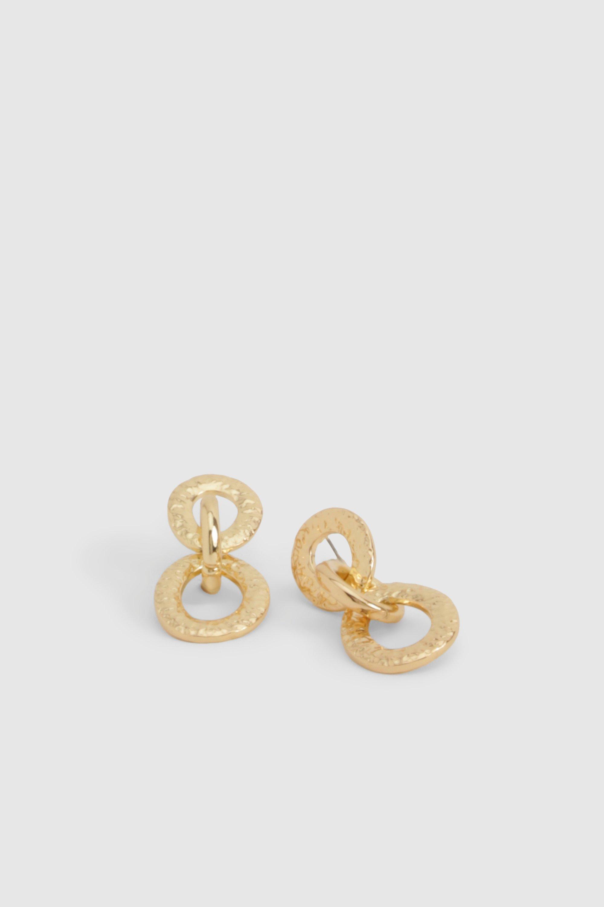 Image of Hammered Chain Link Drop Earrings, Metallics