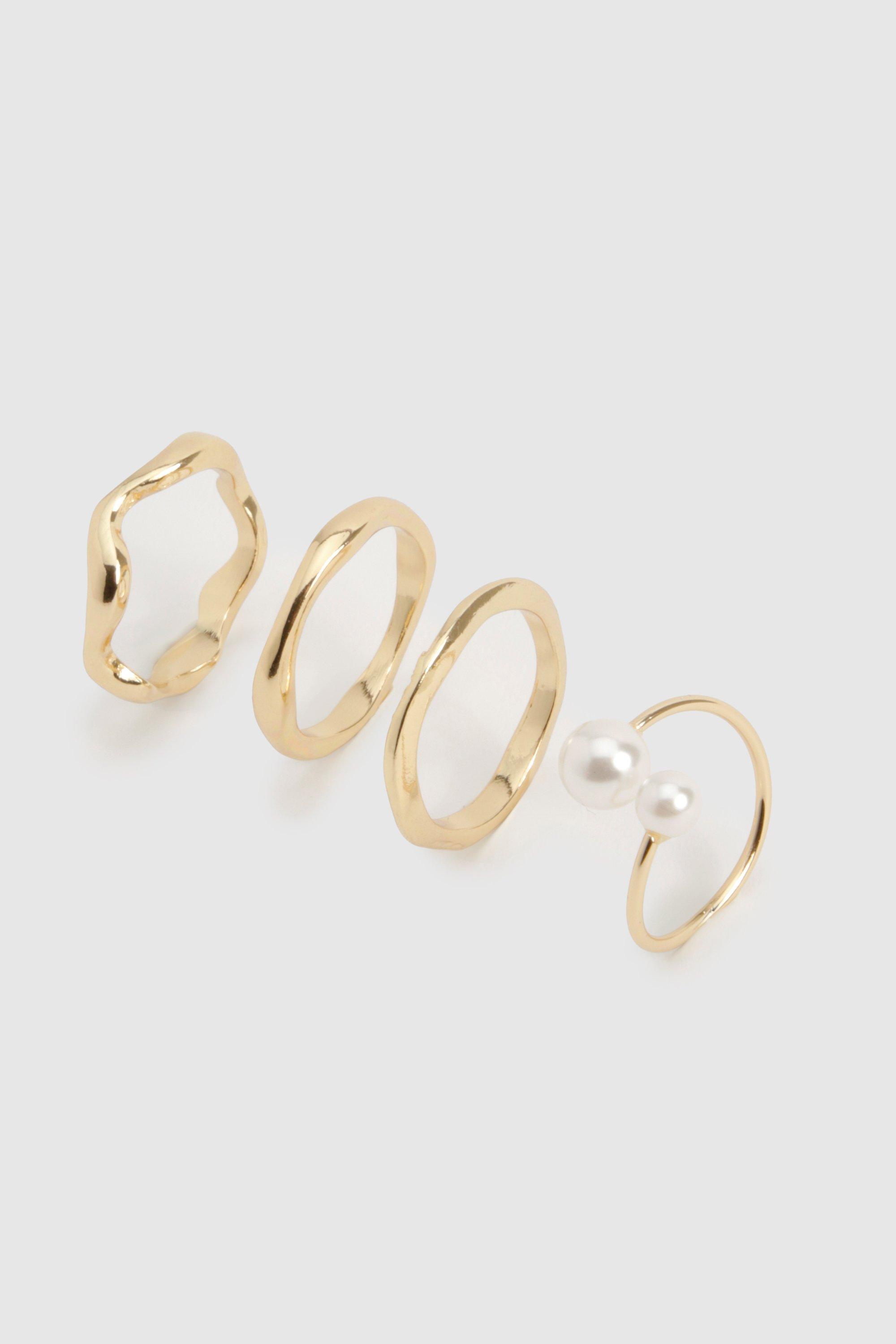 Pearl Detail Ring Multipck - Gold - S/M