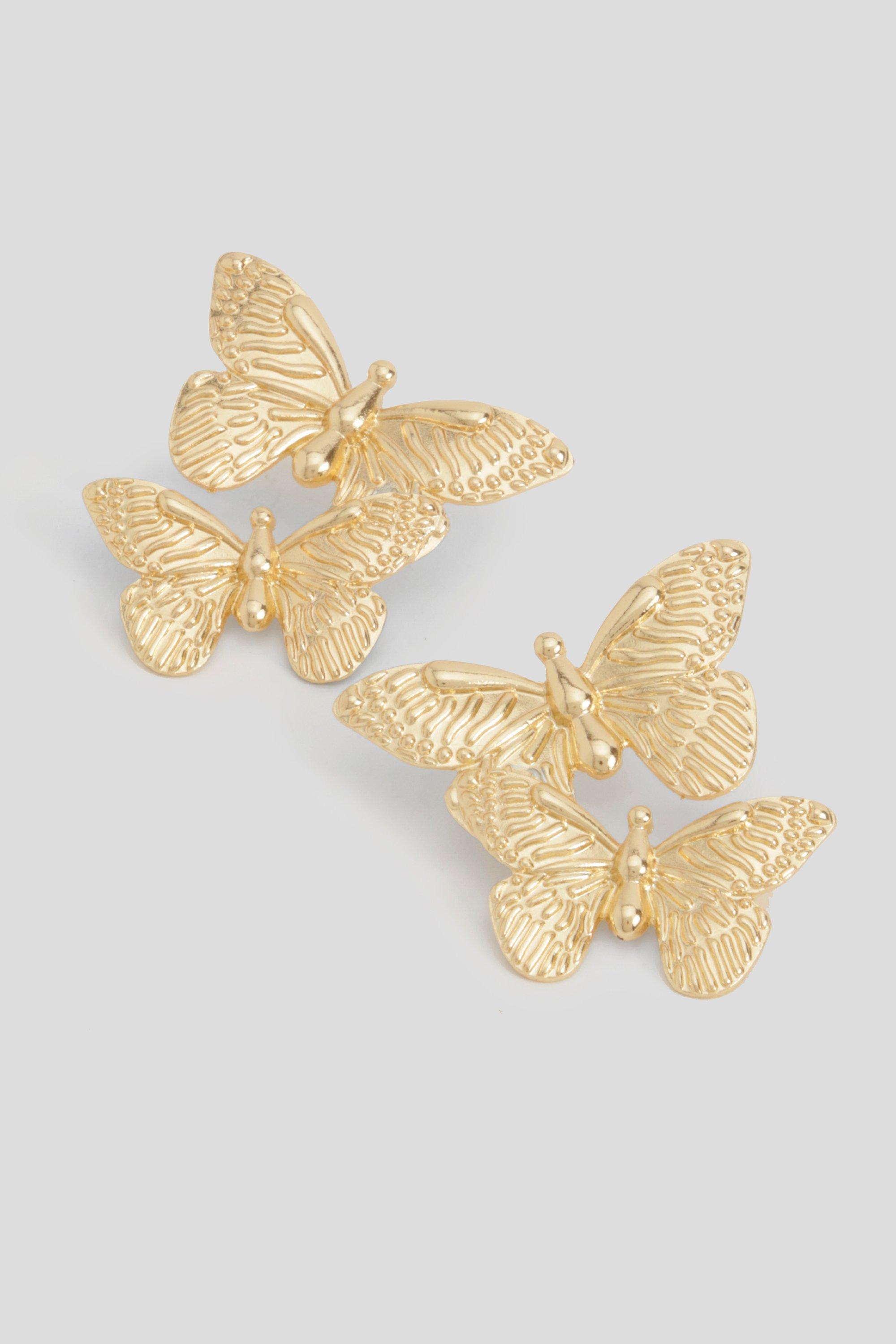 Image of Butterfly Drop Earrings, Metallics