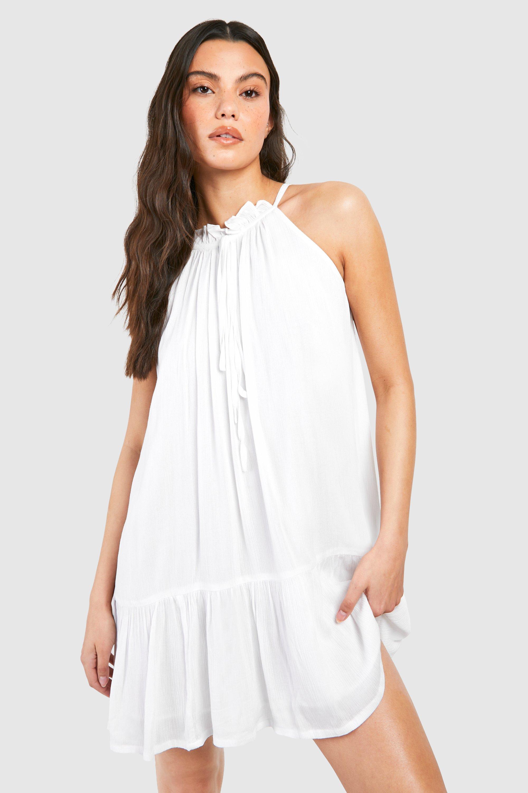 Image of Cheesecloth Mini Smock Dress, Bianco