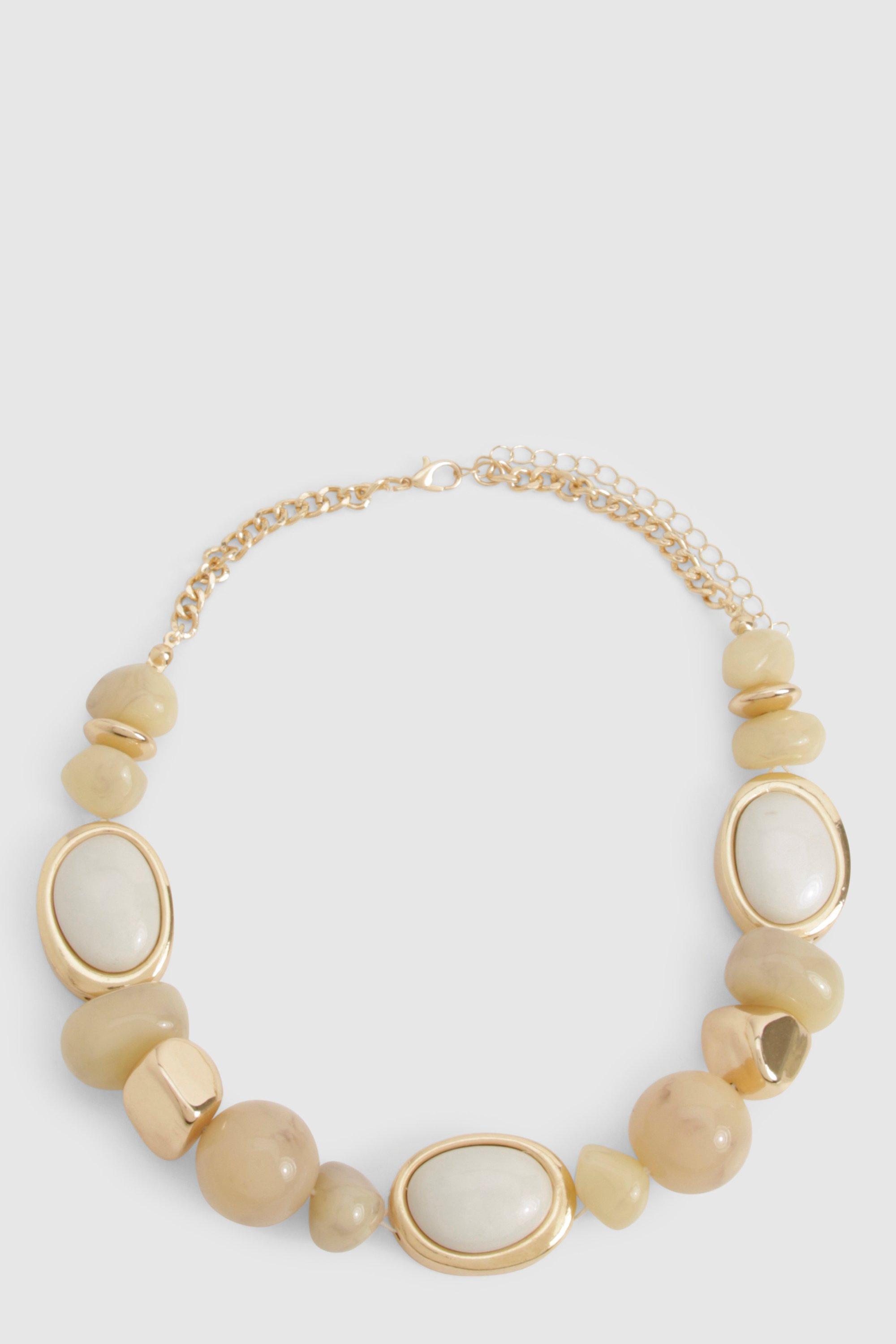 Image of Chunky Statement Beaded Necklace, Metallics