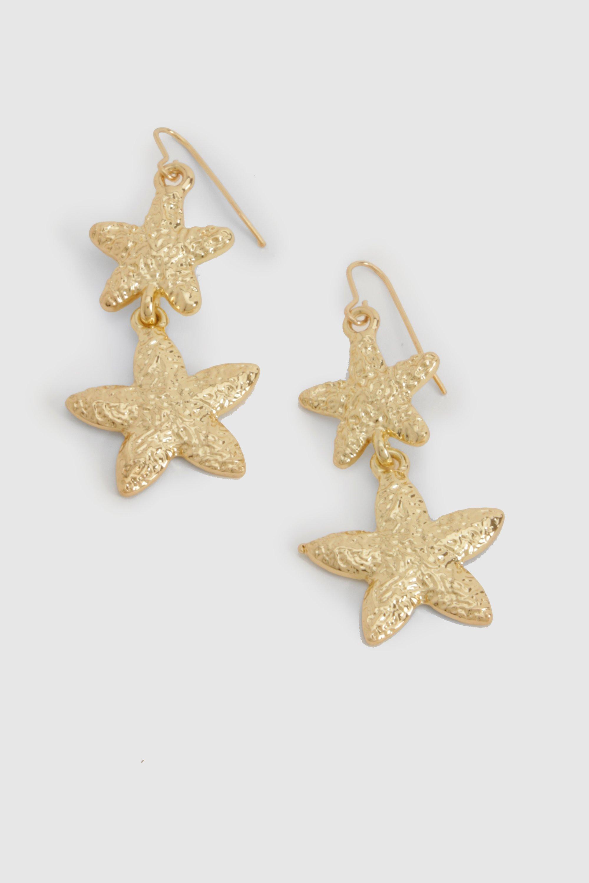 Womens Starfish Drop Earrings - Gold - One Size, Gold