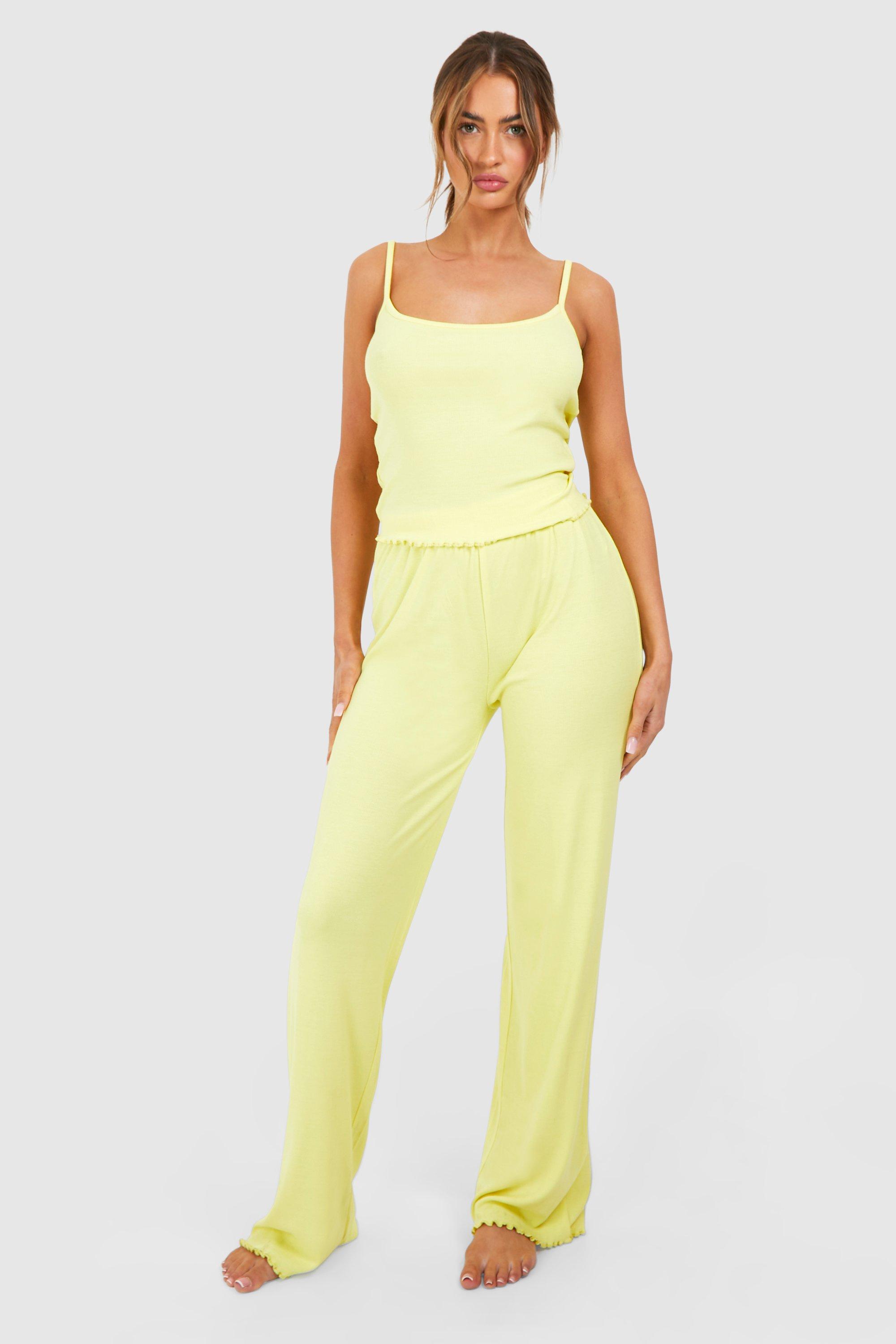 Image of Rib Cami And Trouser Set, Giallo