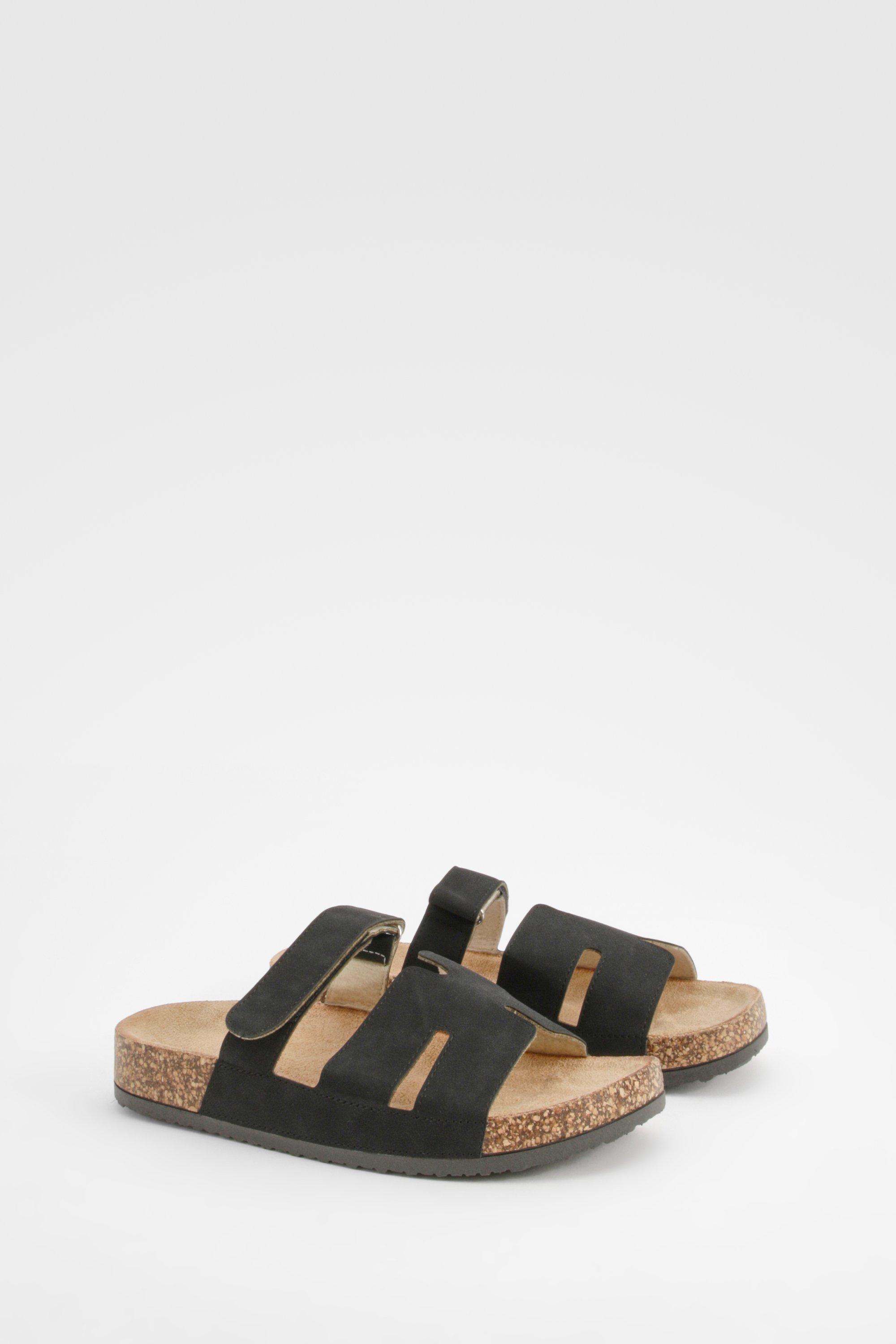 Image of Cut Out Strap Detail Sliders, Nero
