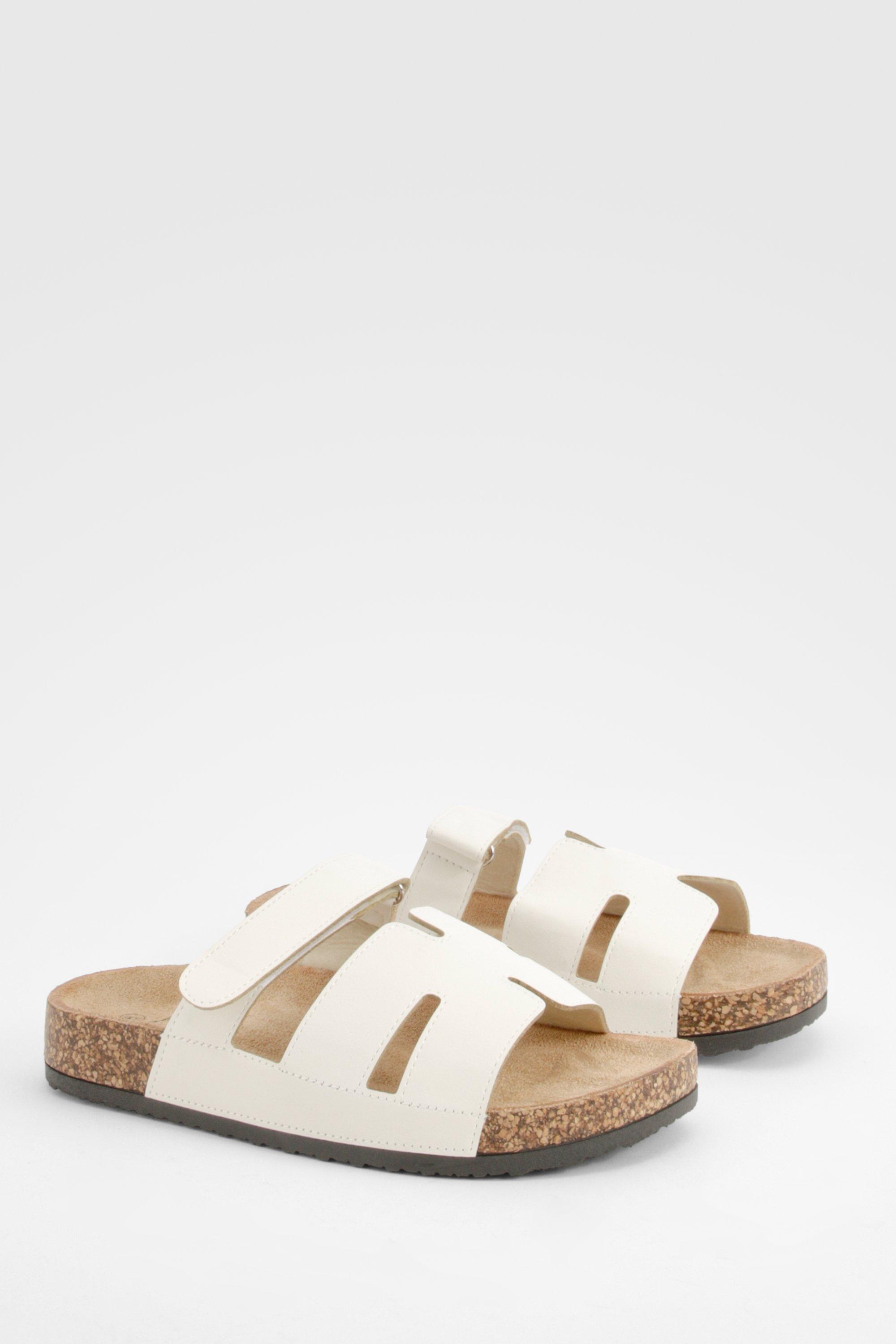 Image of Cut Out Strap Detail Sliders, Bianco