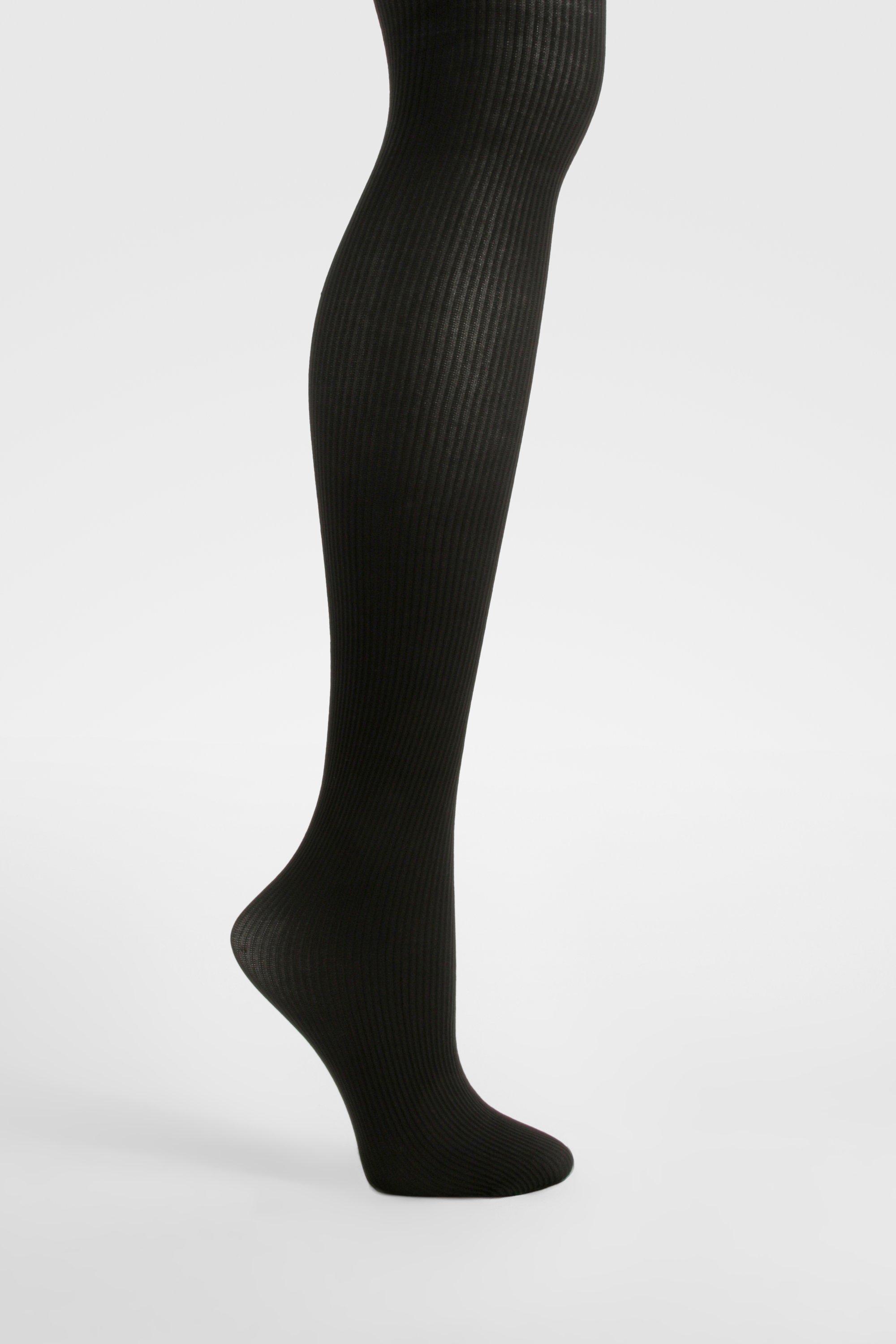 Image of Fine Ribbed Tights, Nero