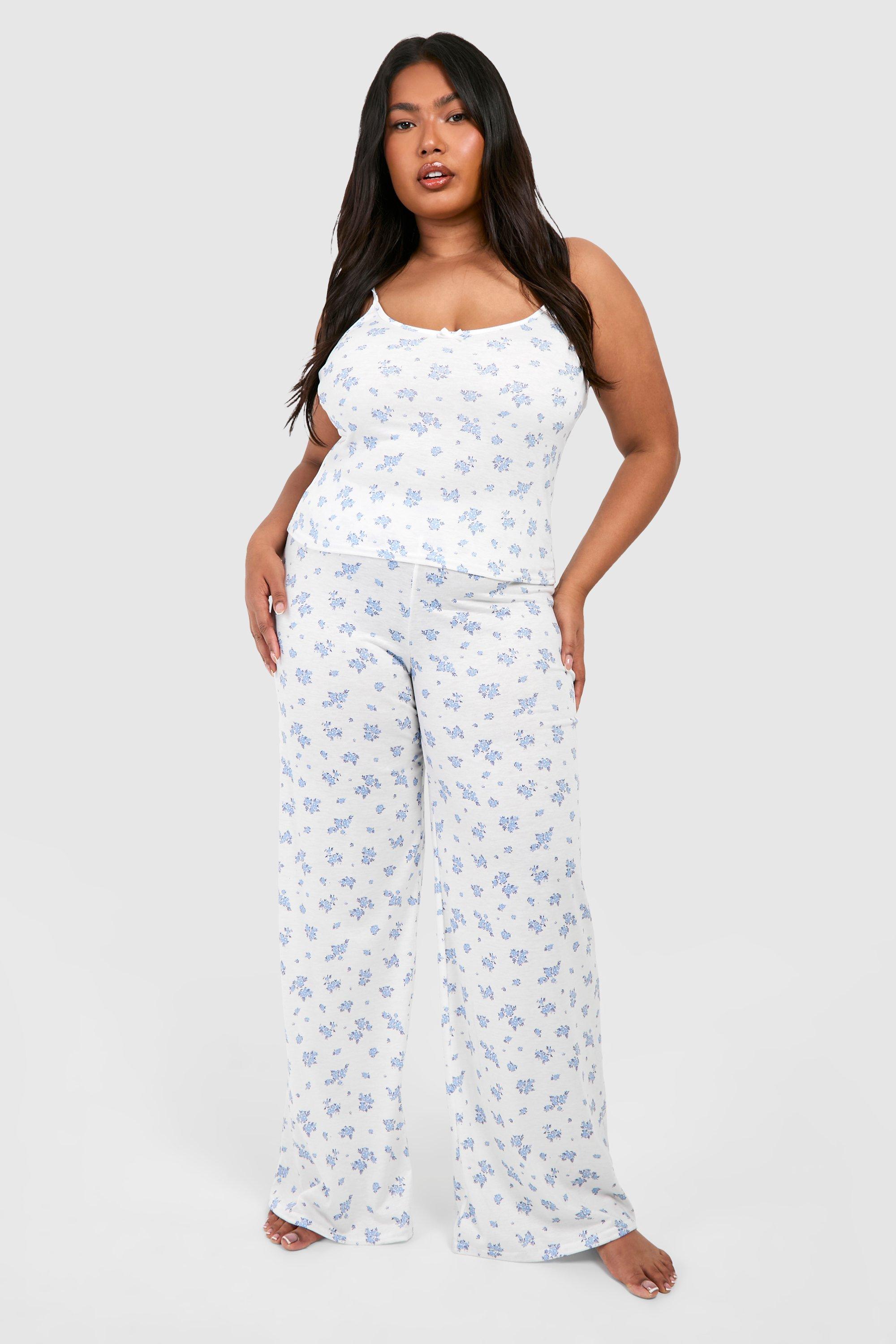 Womens Plus Peached Ditsy Print Pj Trouser - White - 24, White