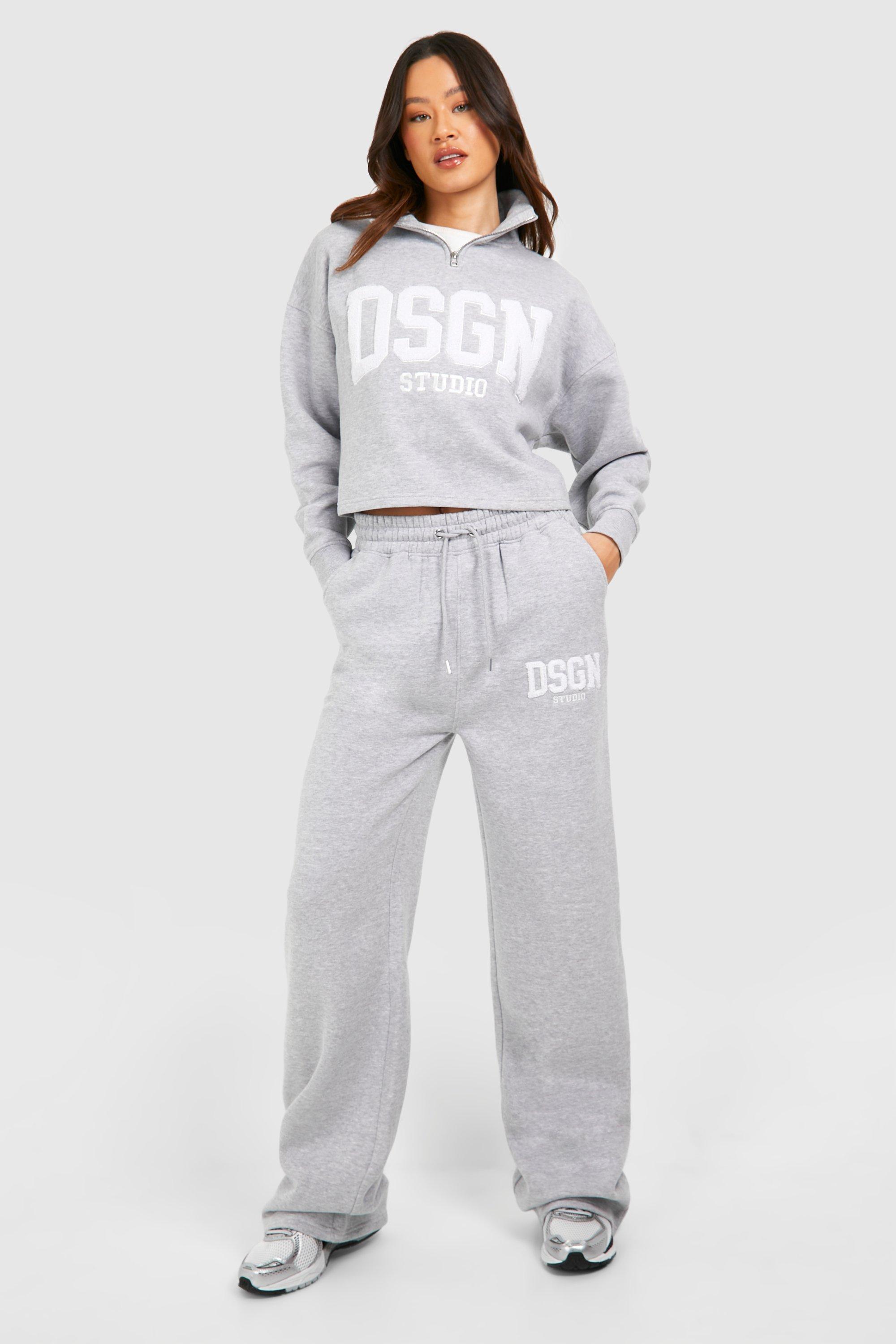 Womens Tall Dsgn Studio Half Zip Sweat & Jogger Tracksuit - Grey - 8, Grey