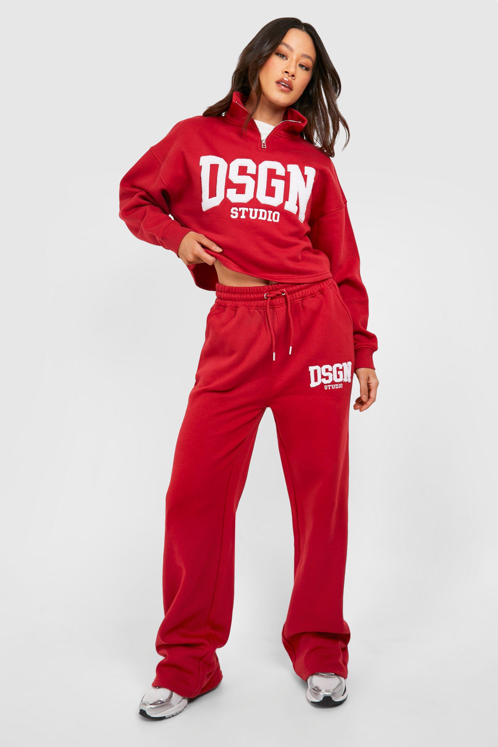 Womens Tall Dsgn Studio Half Zip Sweat & Jogger Tracksuit - Red - 18, Red