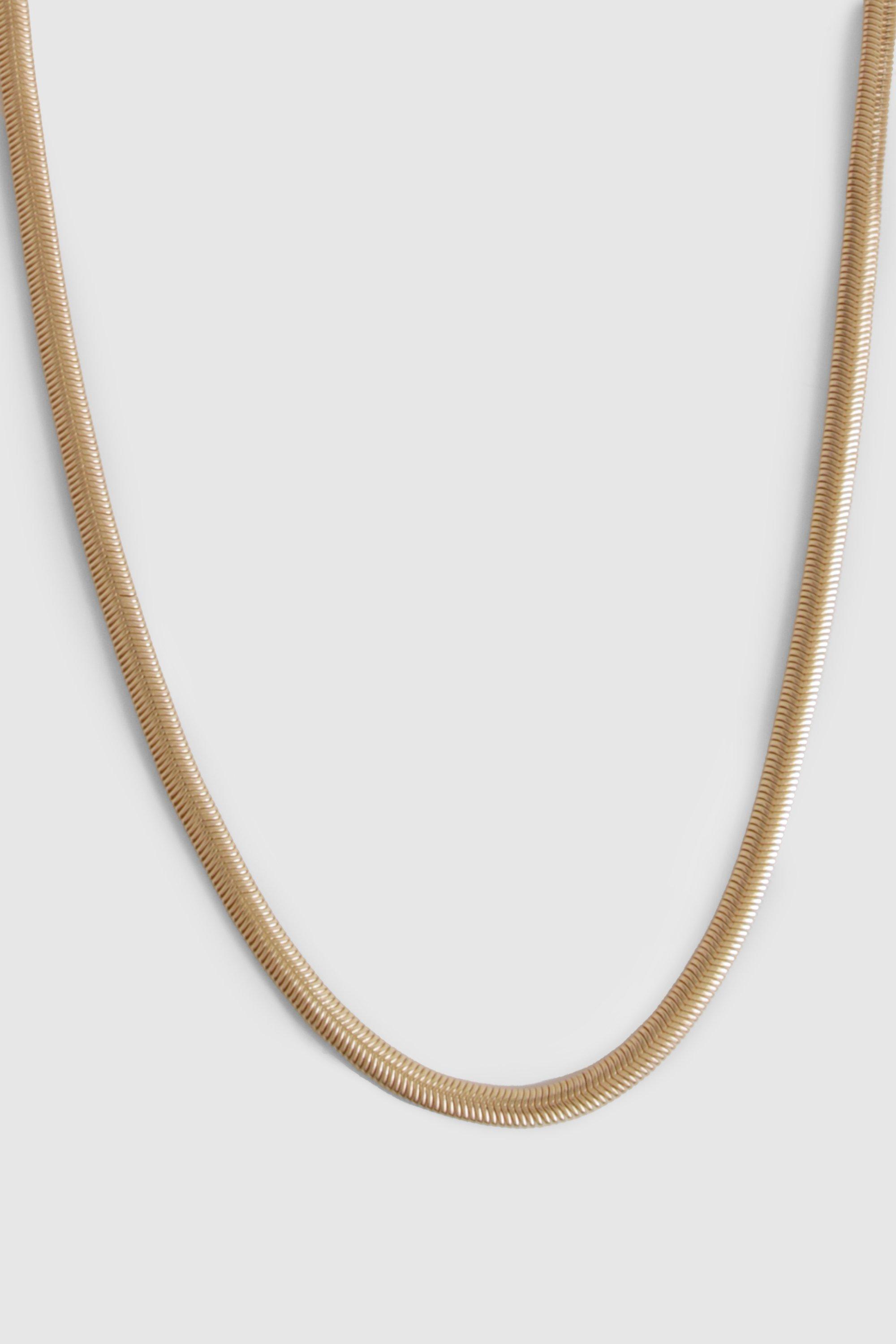Image of Delicate Gold Flat Snake Chain Necklace, Metallics