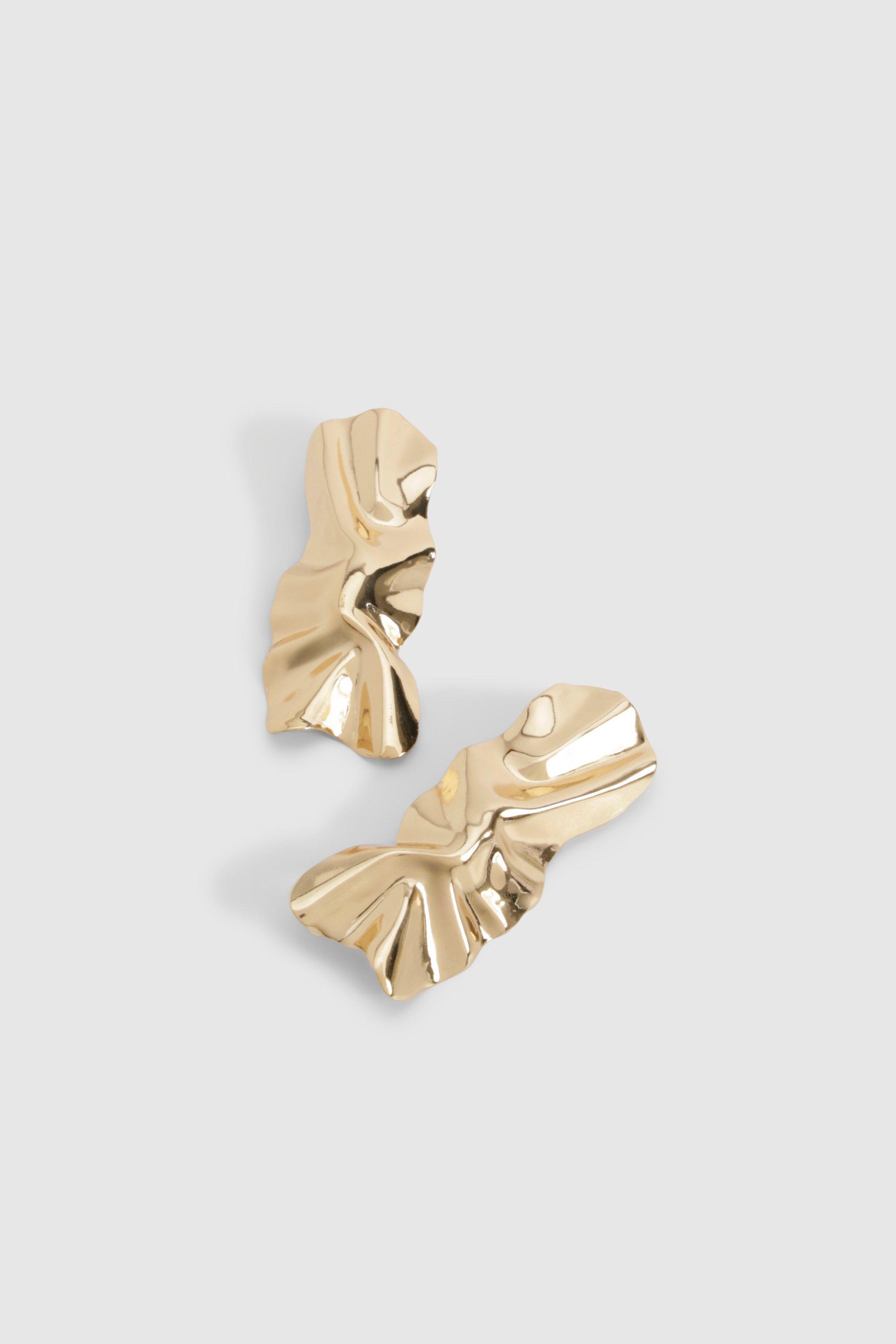 Image of Gold Abstract Rectangle Earrings, Metallics