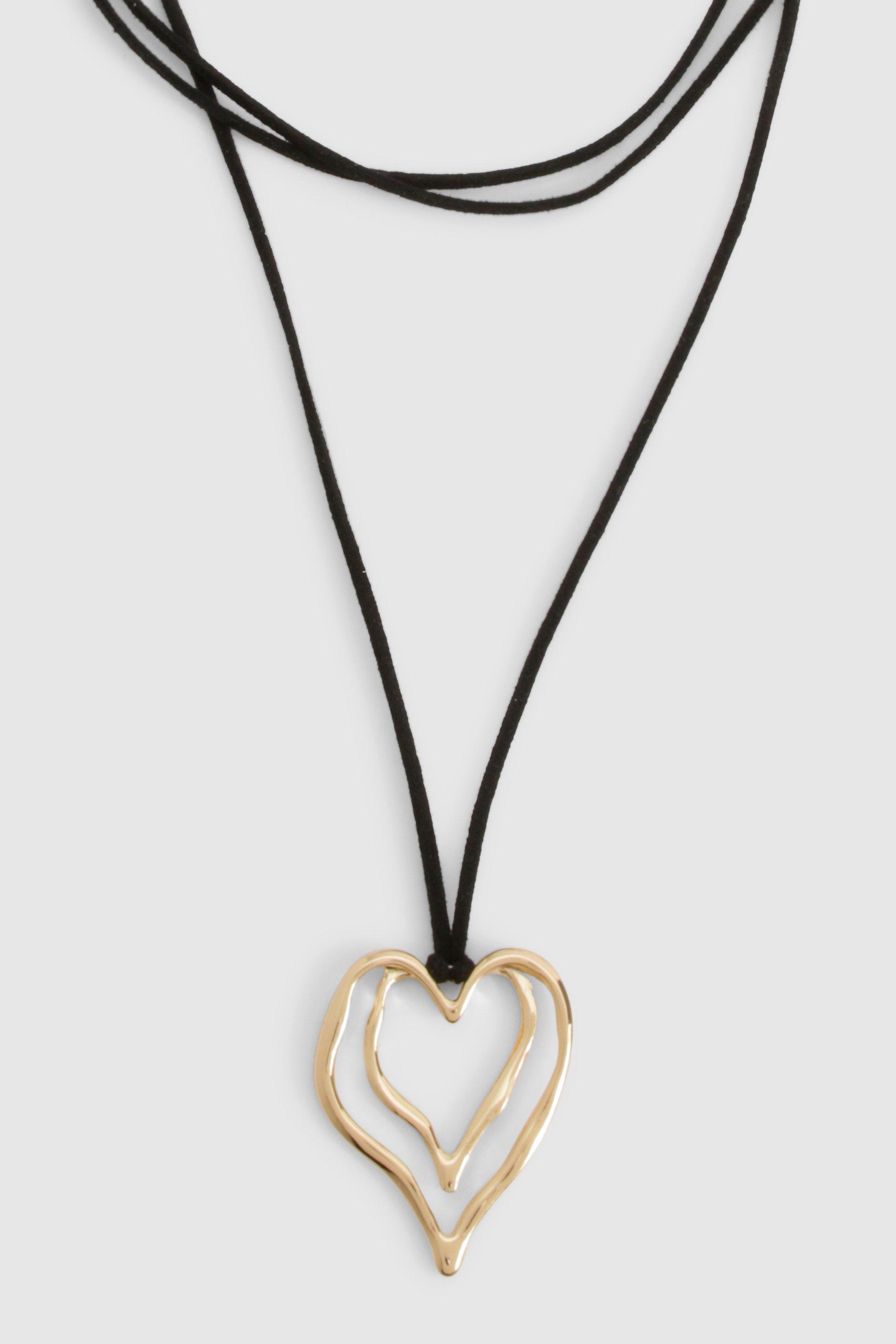 Image of Gold Abstract Heart Rope Necklace, Metallics