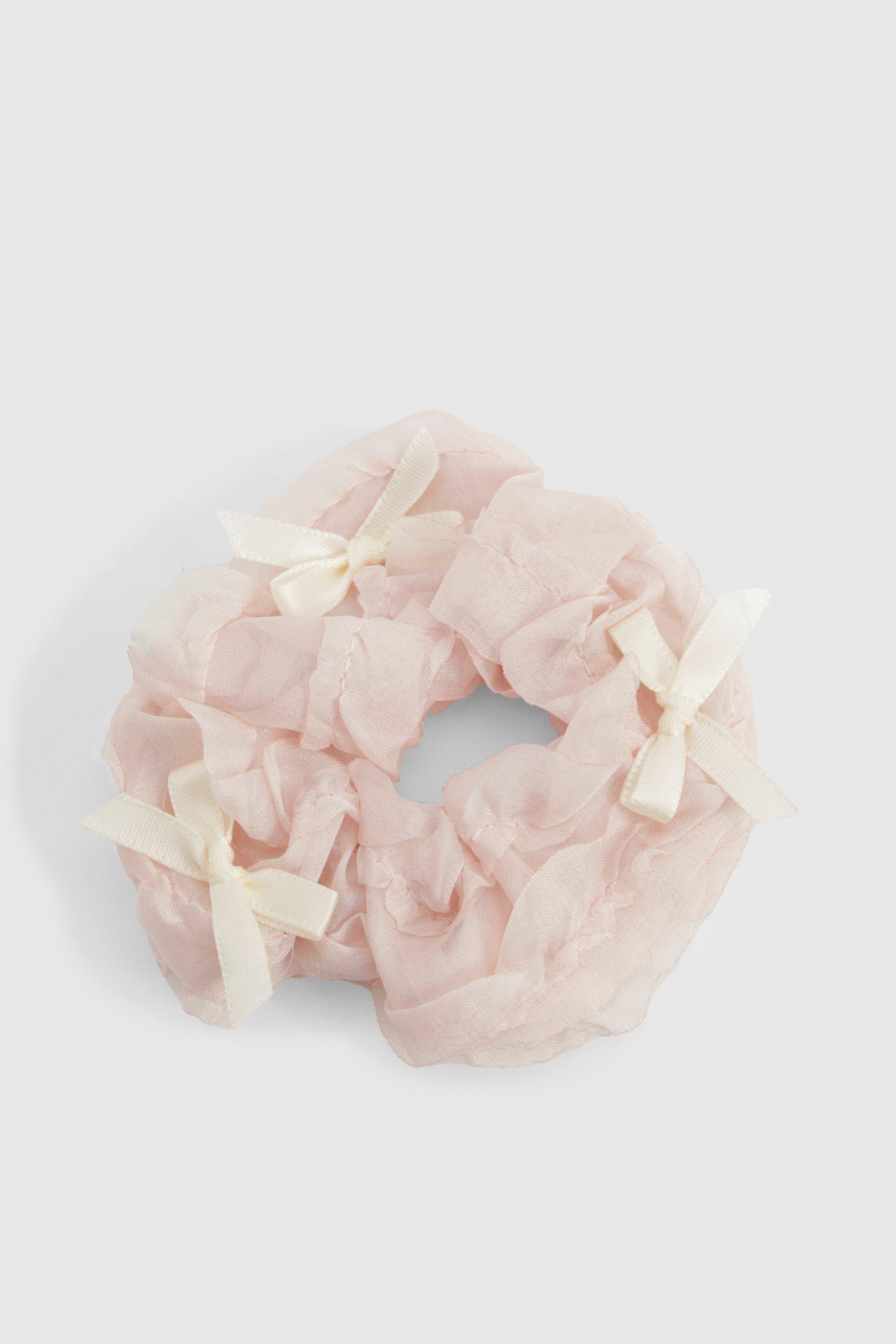 Image of Bow Detail Ruched Scrunchie, Pink