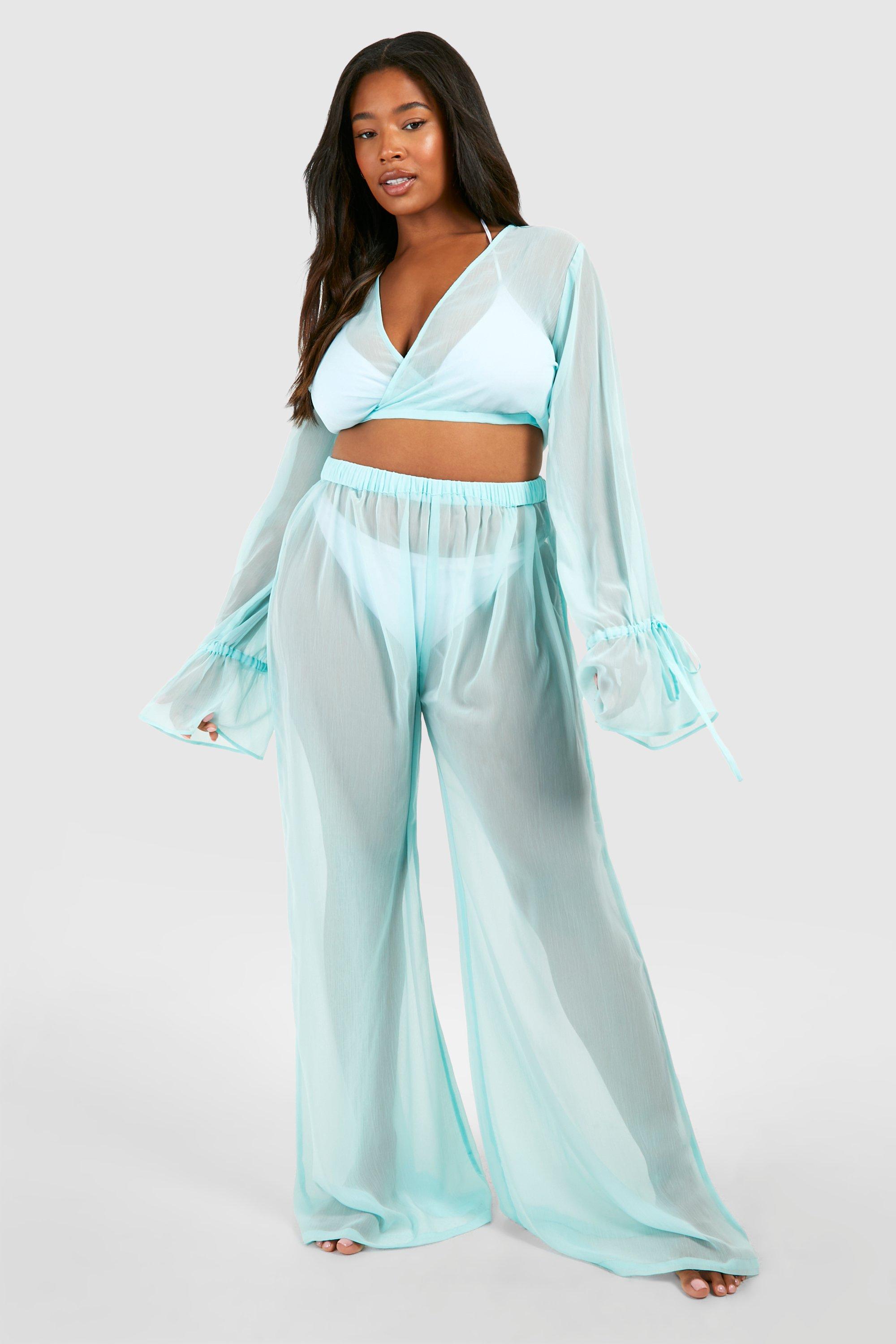 Grande Taille - Ensemble Avec Crop Top Noue Et Pantalon De P