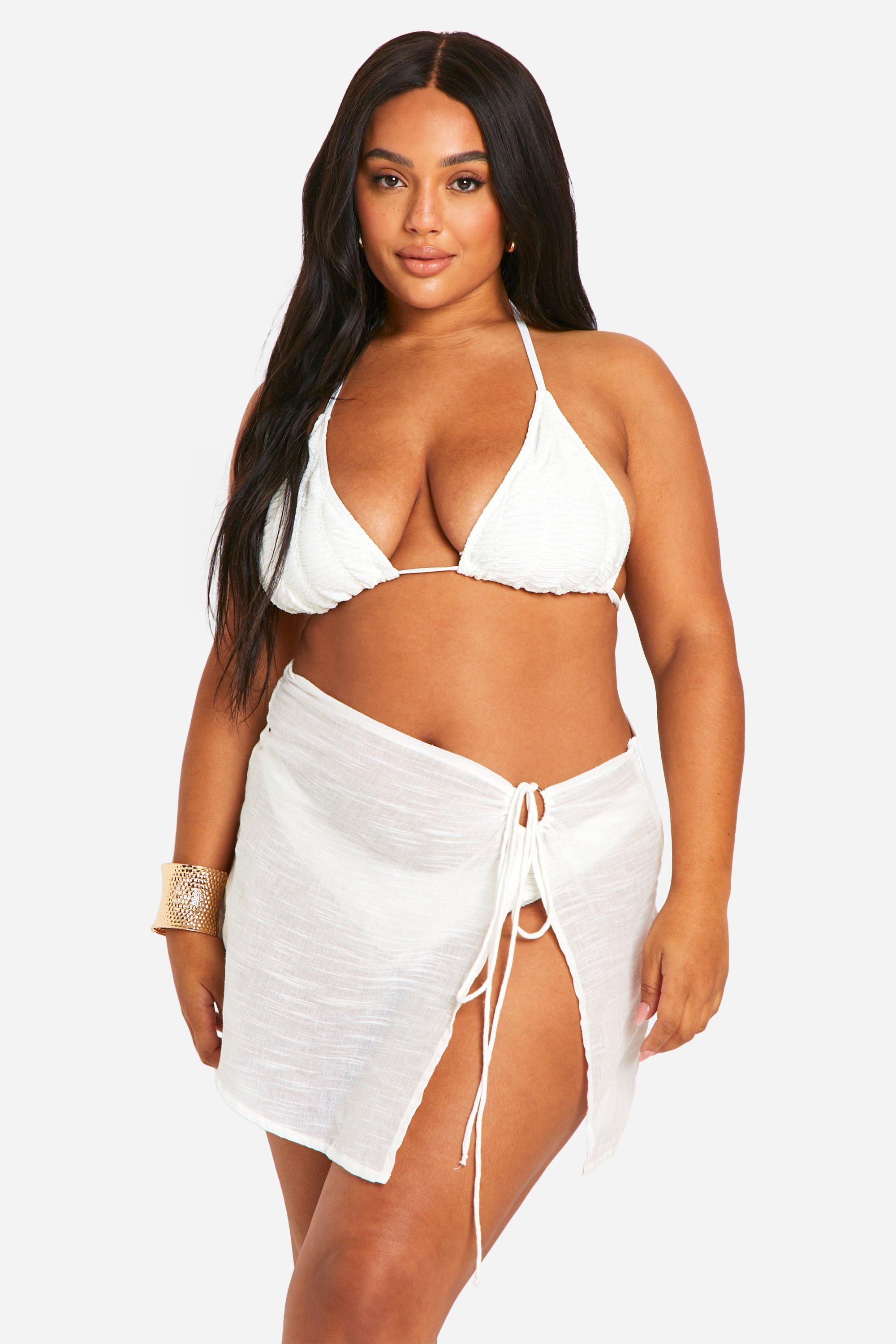 Image of Plus Ring Detail Mini Beach Skirt, Bianco