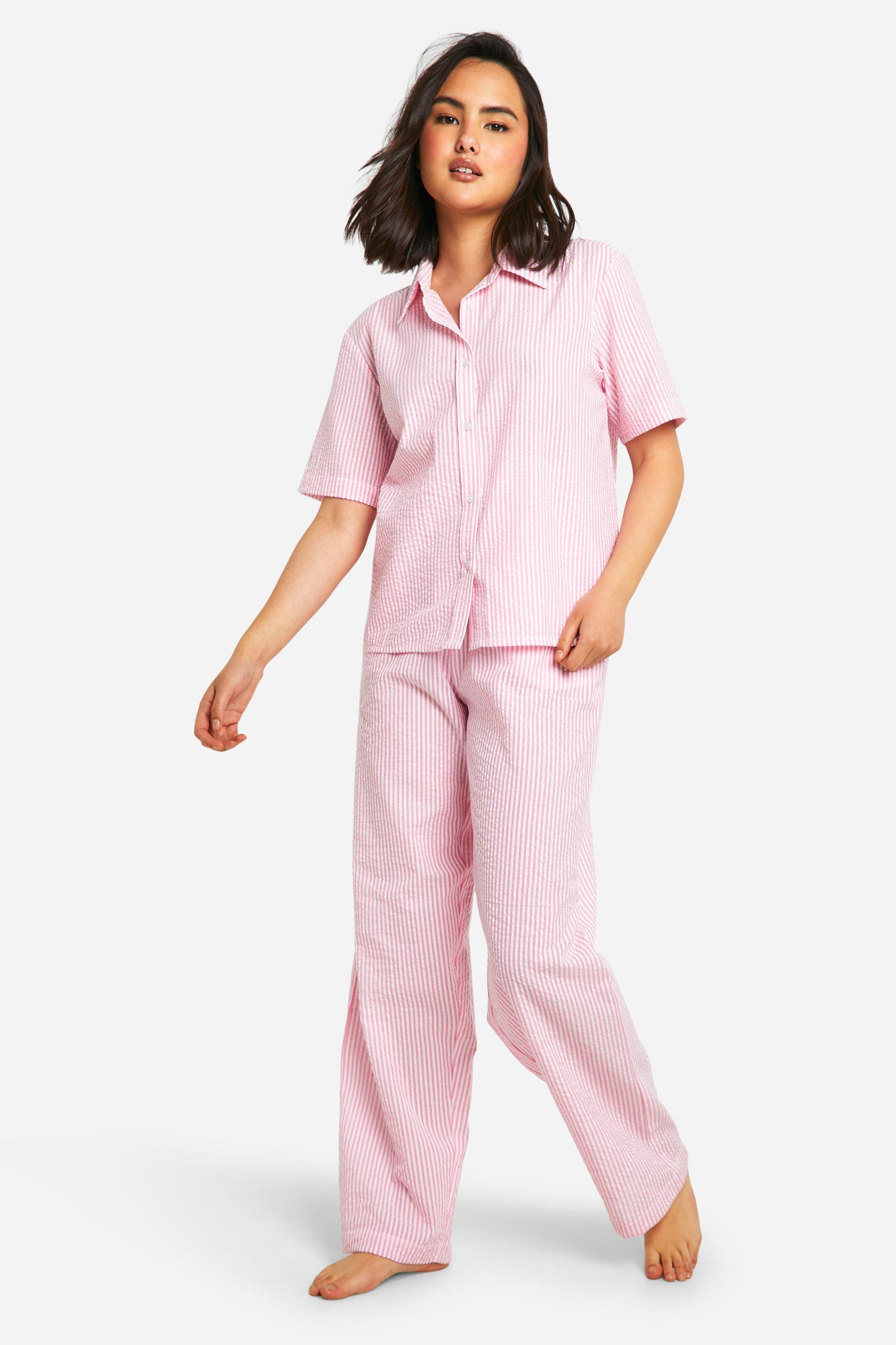 Womens Striped Short Sleeve Pj Set - Pink - 14, Pink