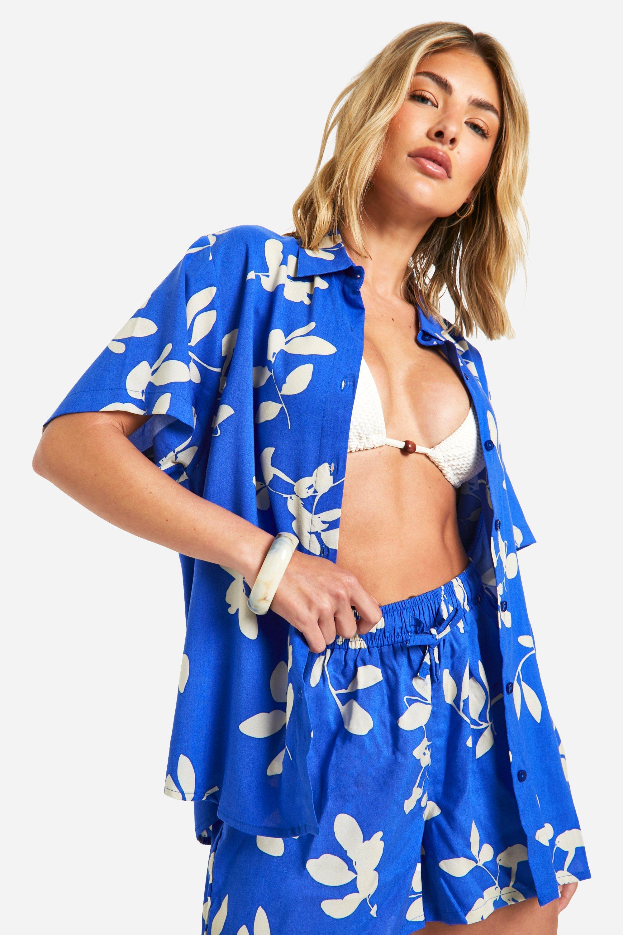 Image of Floral Shirt And Short Beach Co-ord, Azzurro
