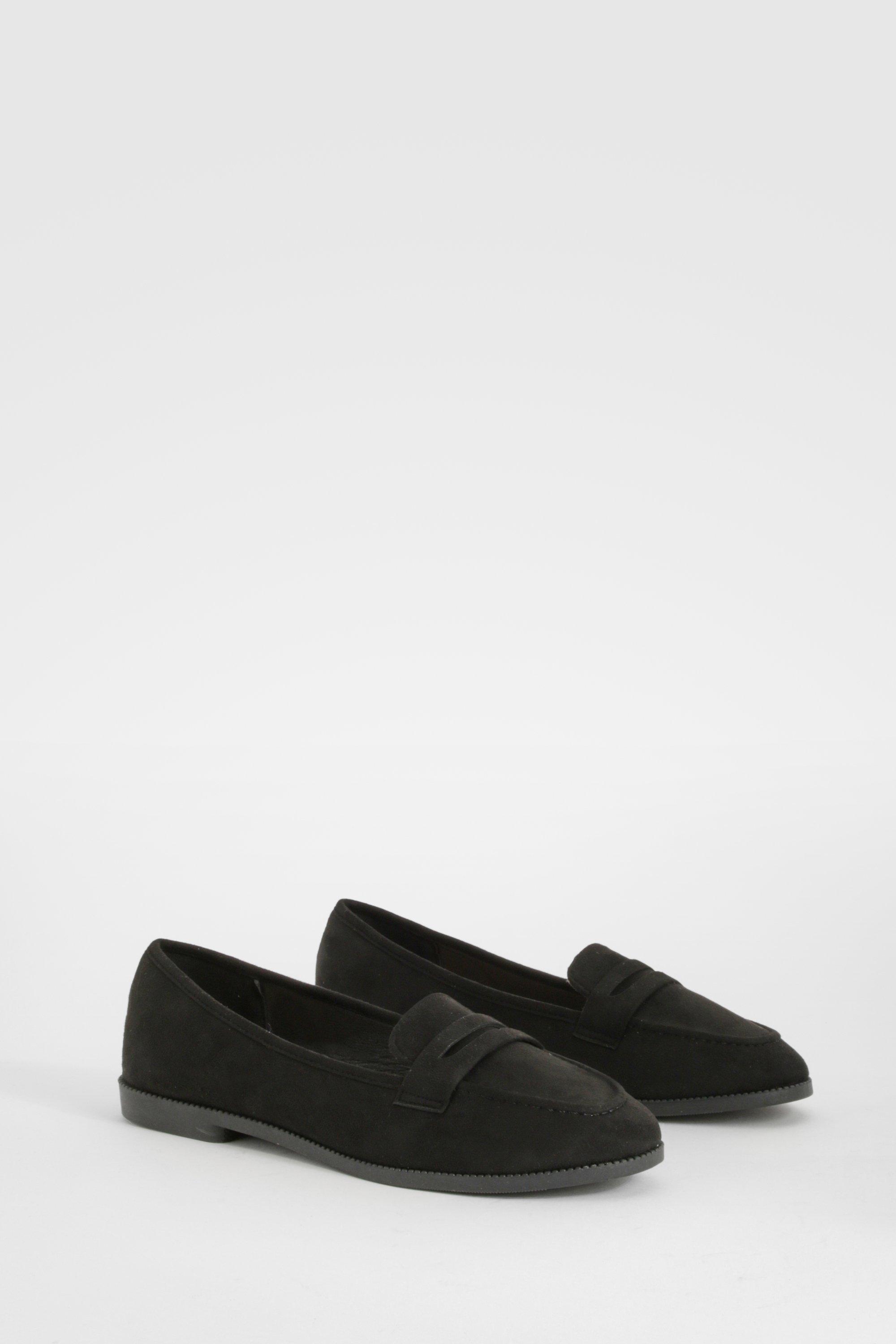Image of Round Toe Basic Loafers, Nero