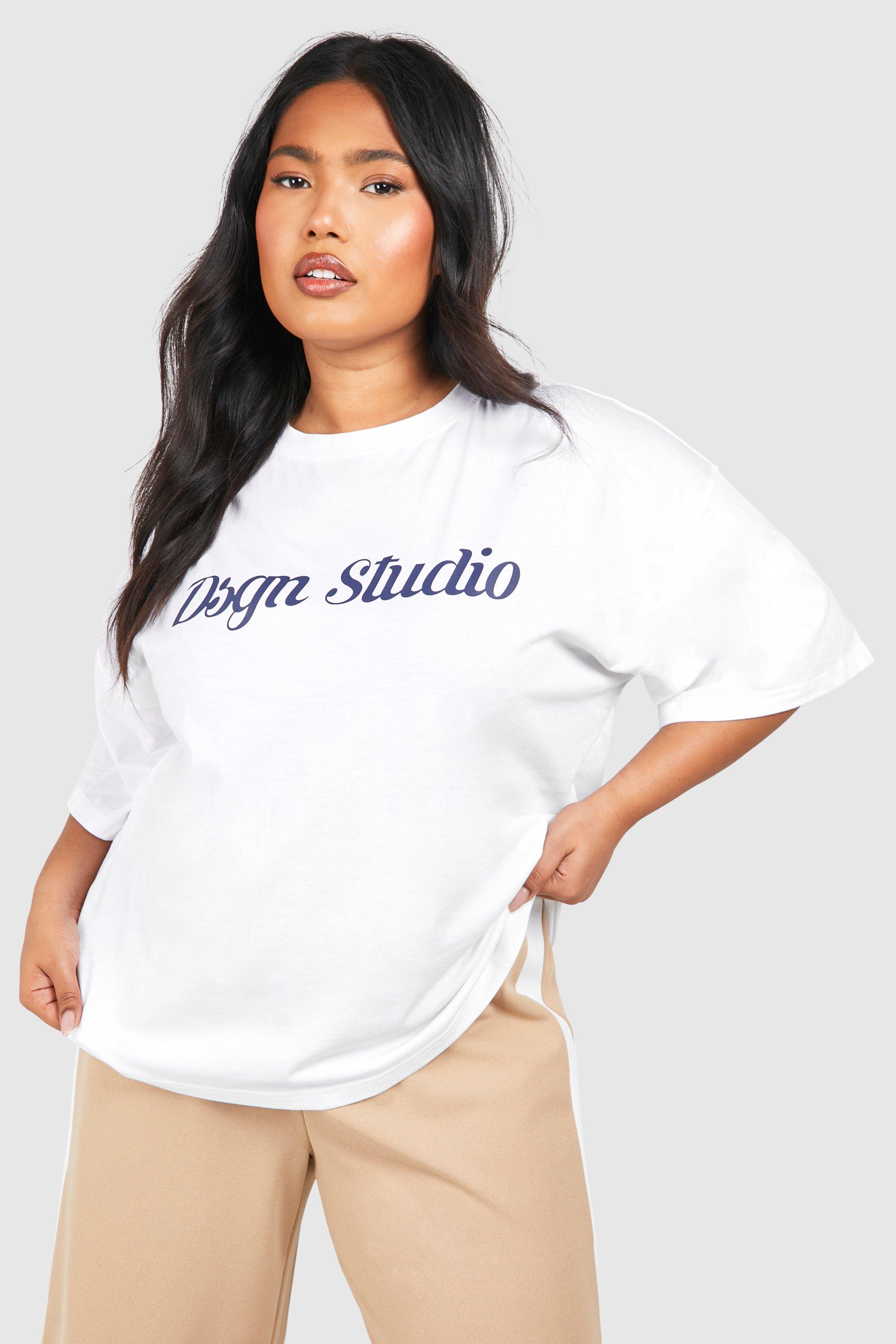 Image of Plus Dsgn Studio Script Oversized T-shirt, Bianco