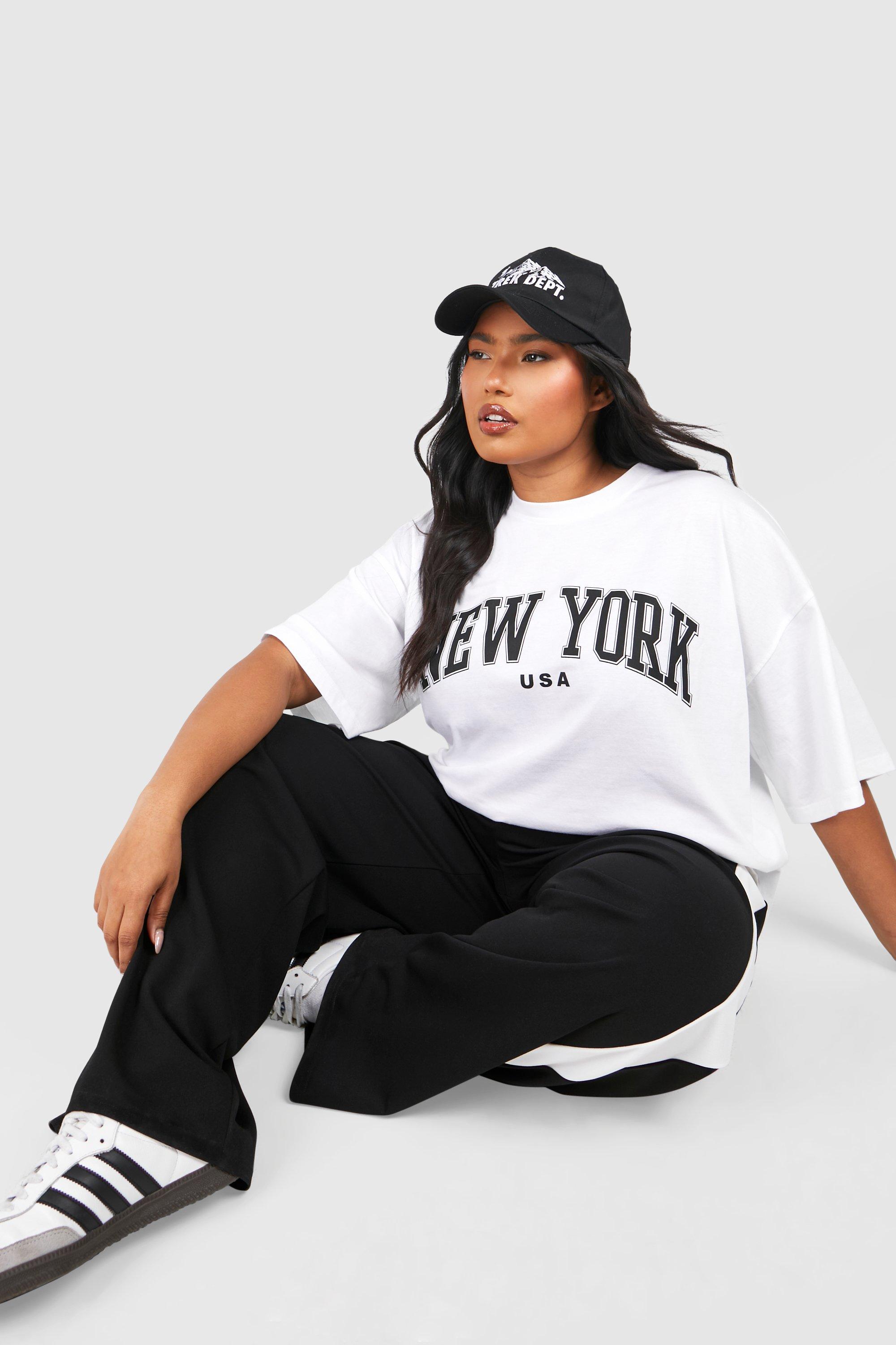 Image of T-shirt Plus Size oversize New York, Bianco