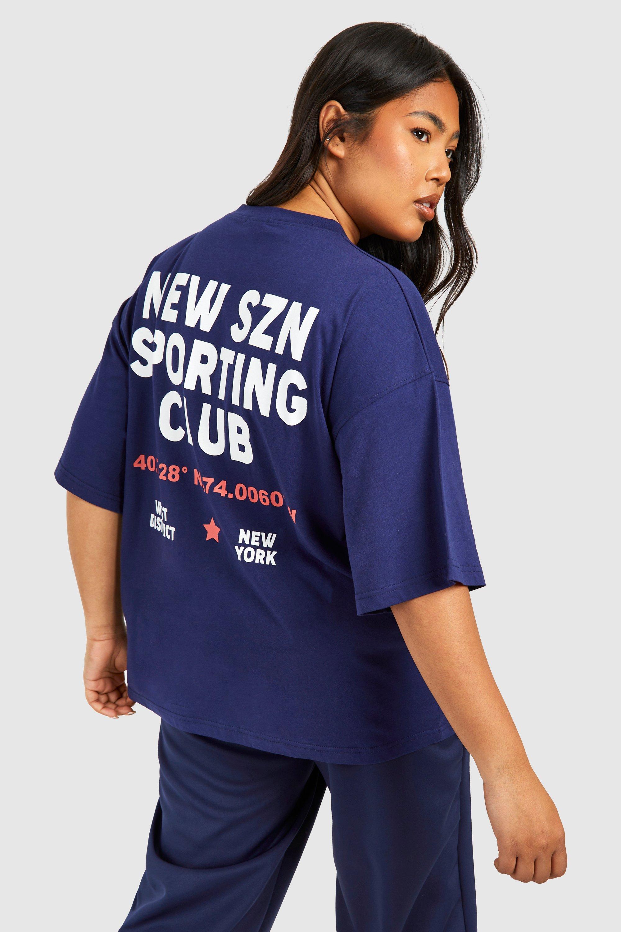 Image of Plus New Szn Sports Club Oversized T-shirt, Navy