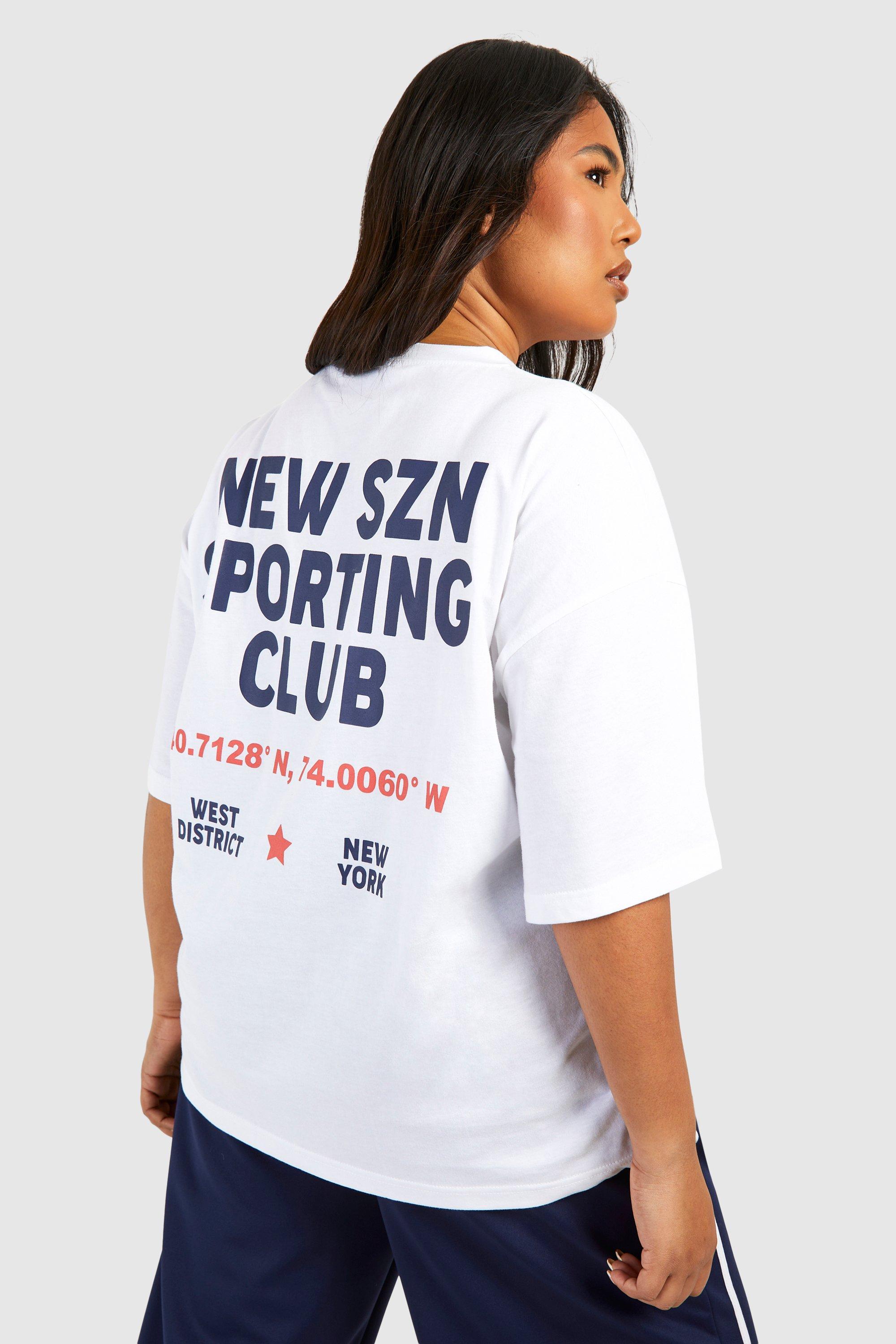 Image of Plus New Szn Sports Club Oversized T-shirt, Bianco