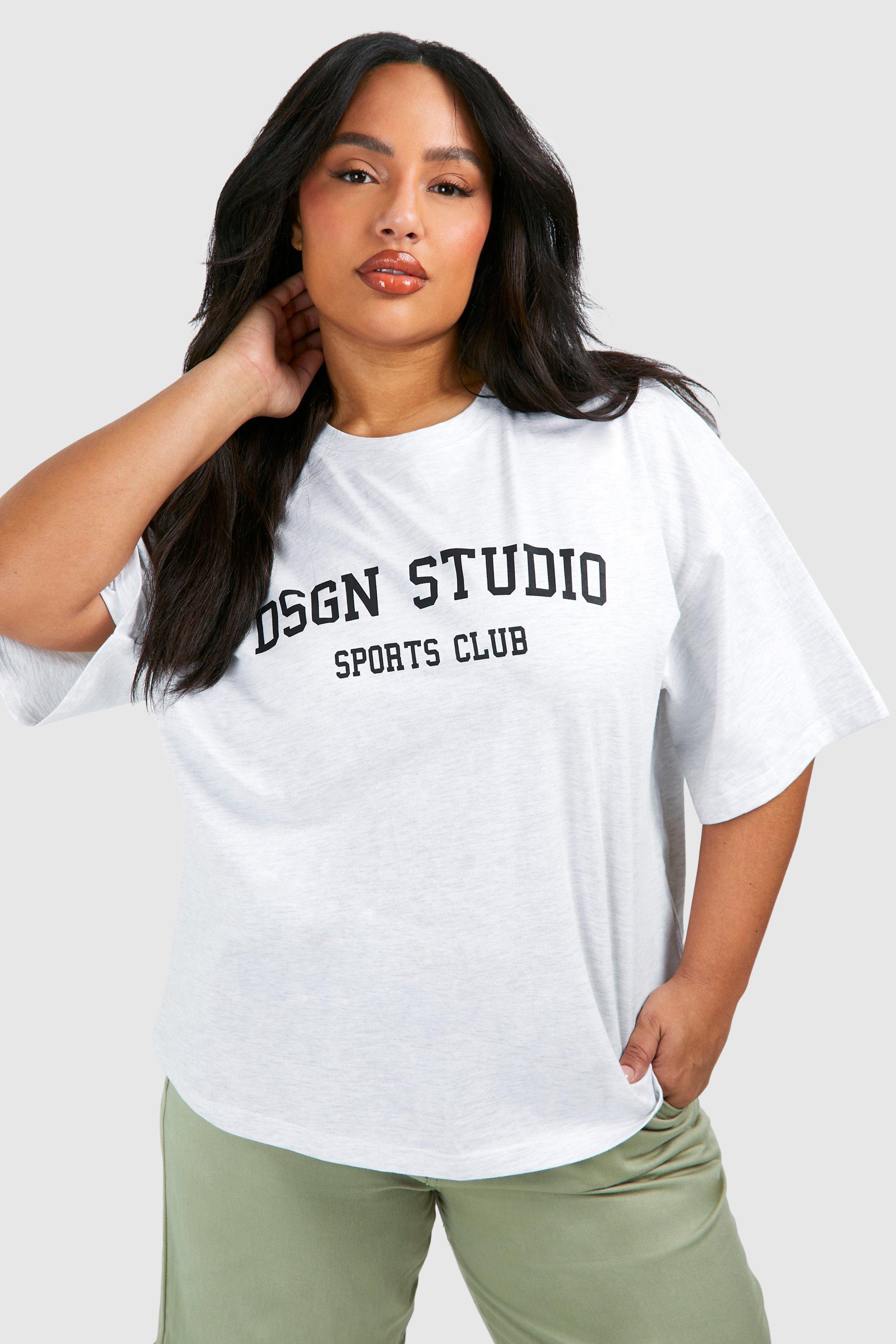 Image of Plus Dsgn Studio Sports Club Oversized T-shirt, Grigio