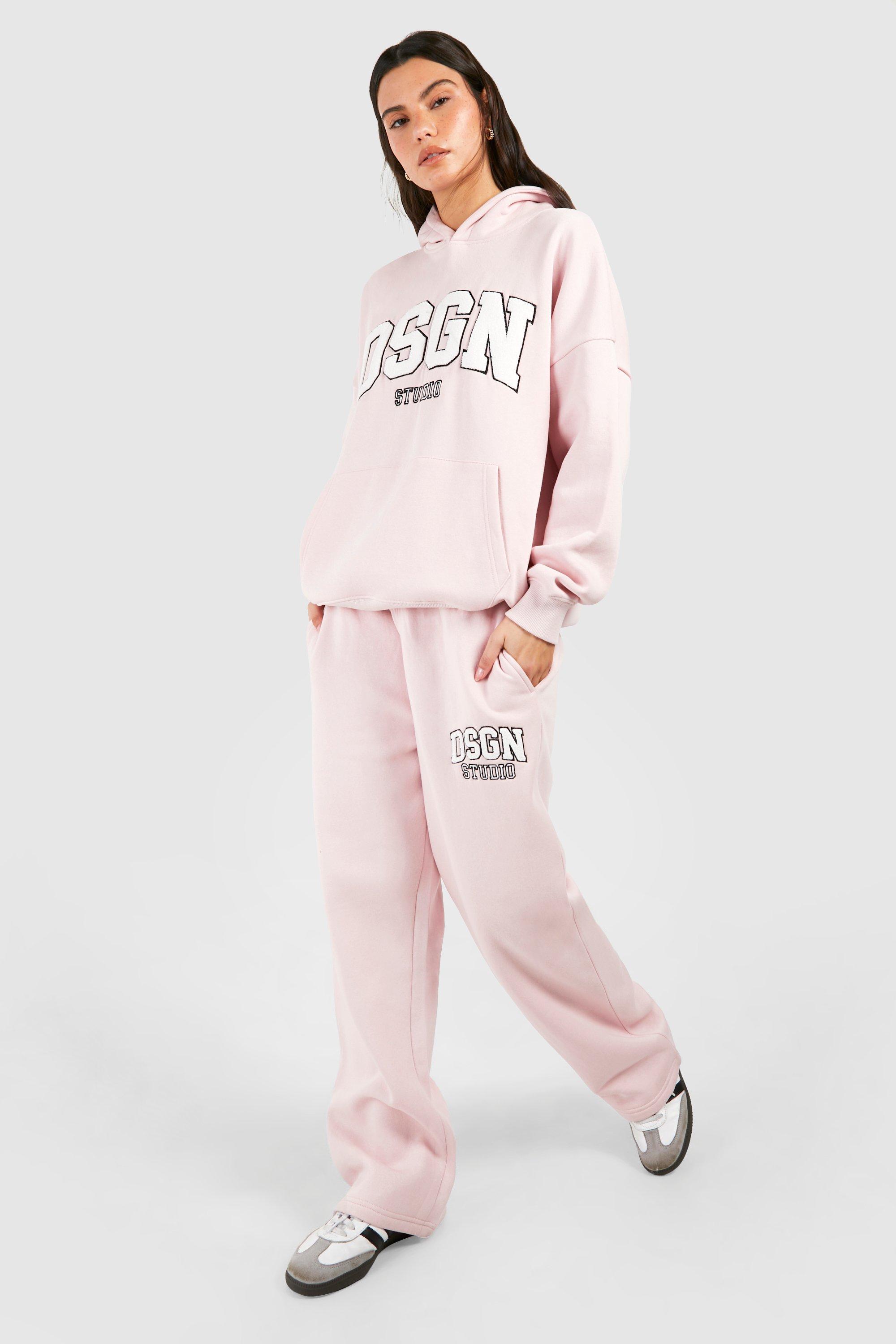 Image of Toweling Applique Straight Leg Jogger, Pink