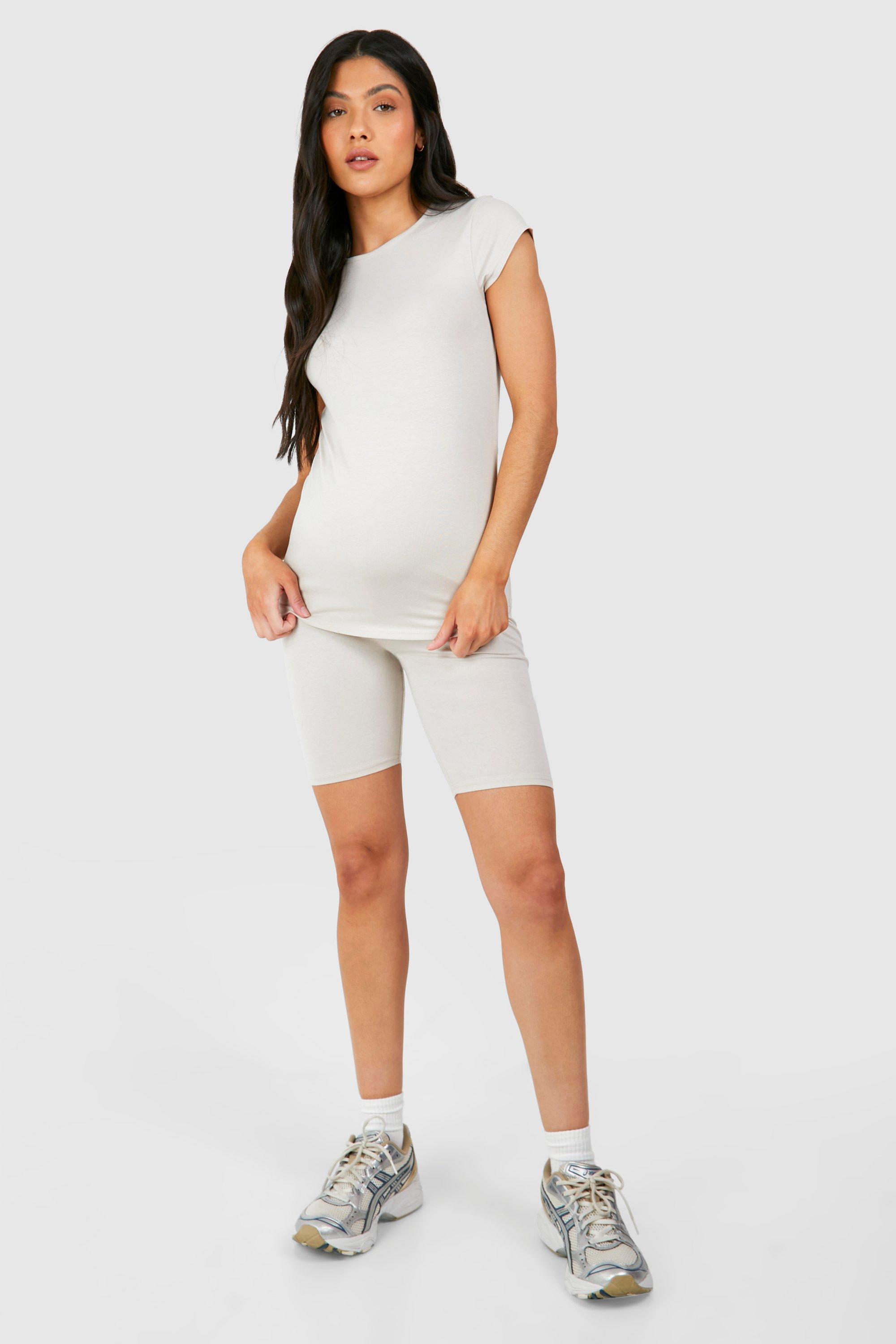 Image of Maternity Soft Touch High Waisted Modal Cycling Shorts, Beige