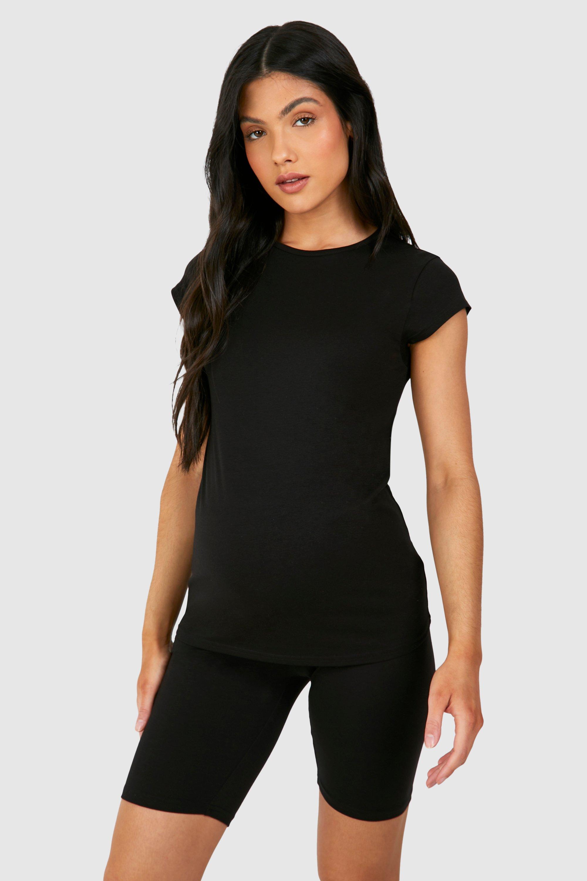 Image of Maternity Soft Touch Cap Sleeve Modal Fitted T-shirt, Nero