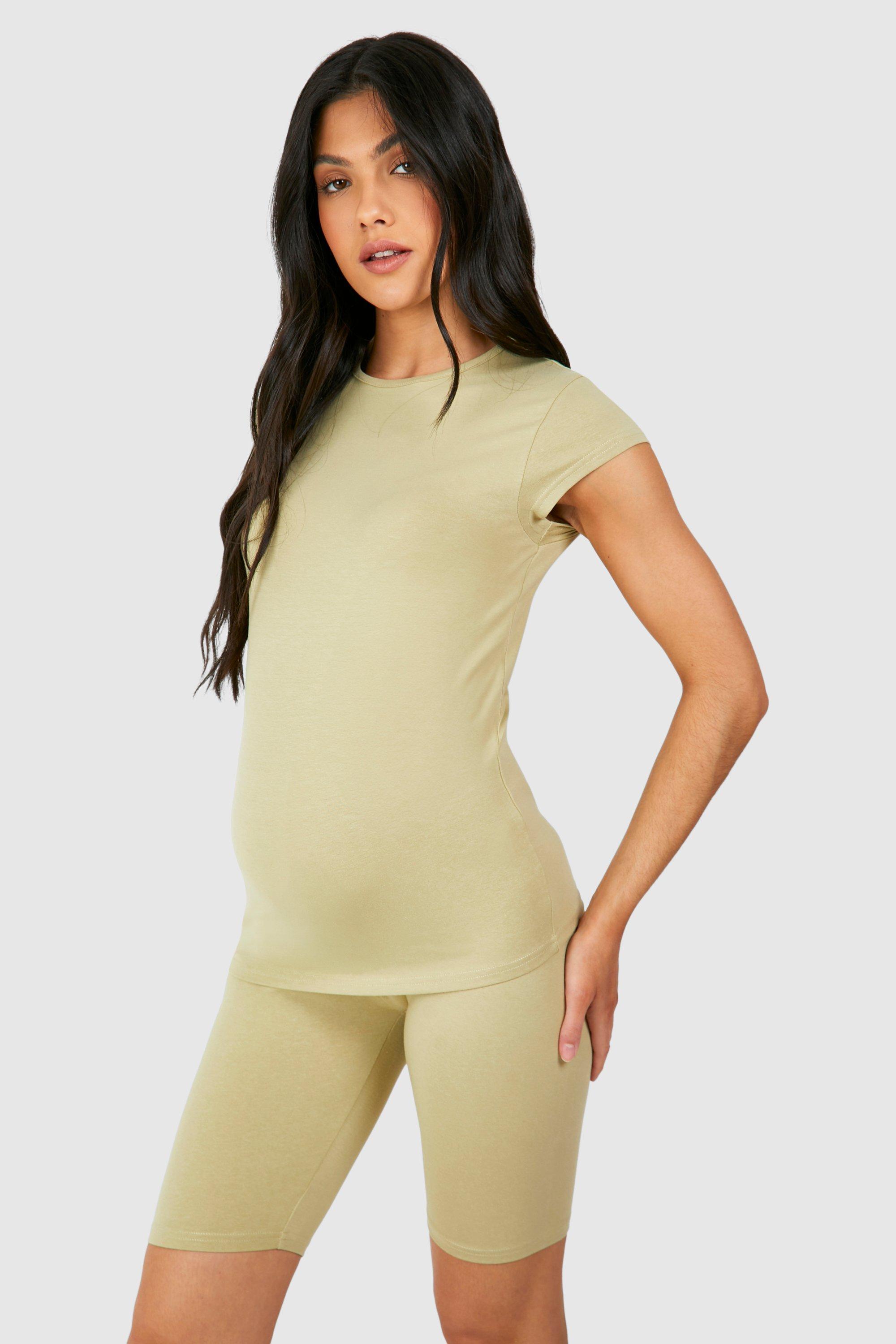 Image of Maternity Soft Touch Cap Sleeve Modal Fitted T-shirt, Verde