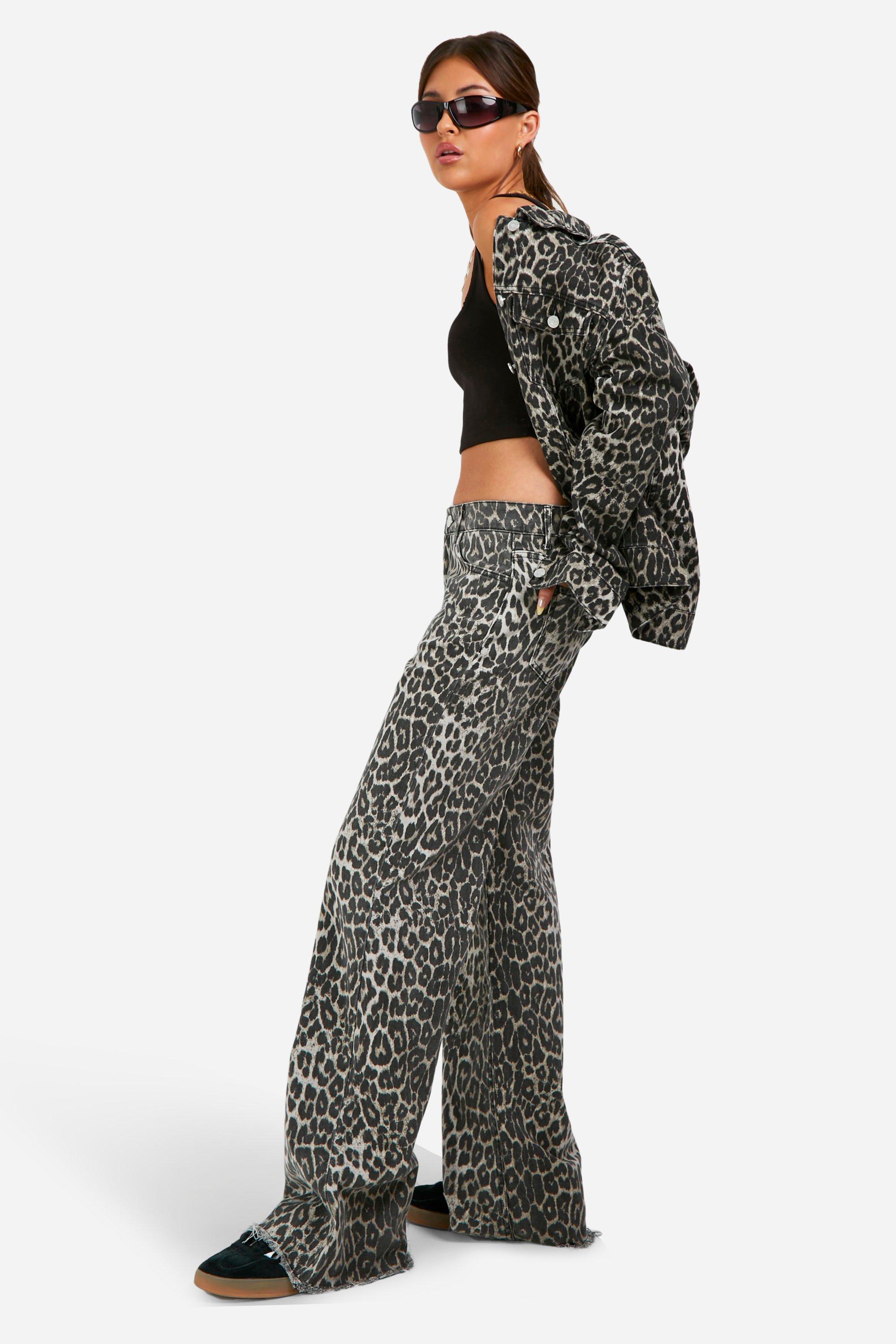 Boohoo Luipaardprint Jeans Met Rechte Pijpen, Brown