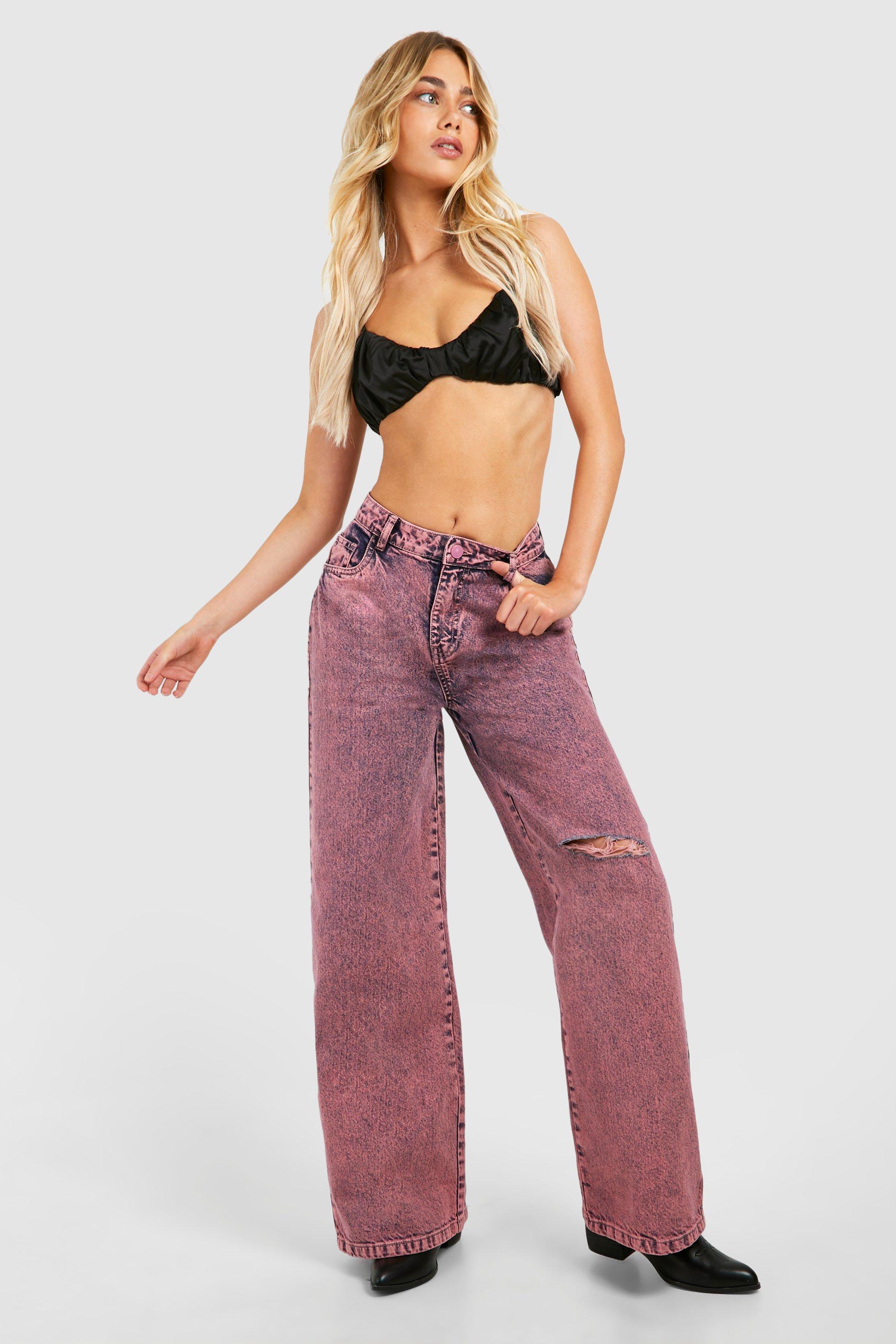 Image of Pink Washed Wide Leg Jean, Pink