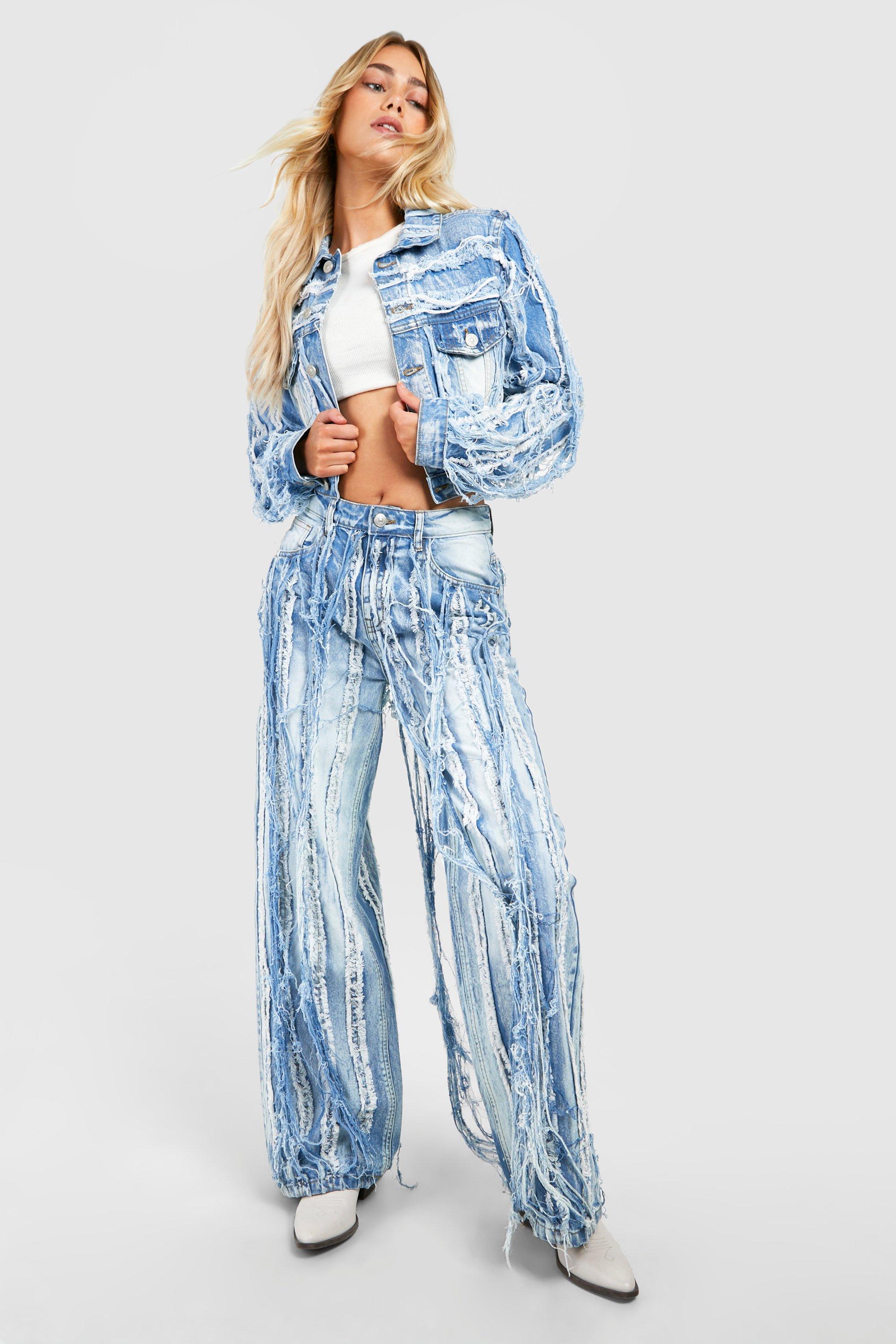 Boohoo Extreme Distressed Washed Straight Leg Jean, Light Wash