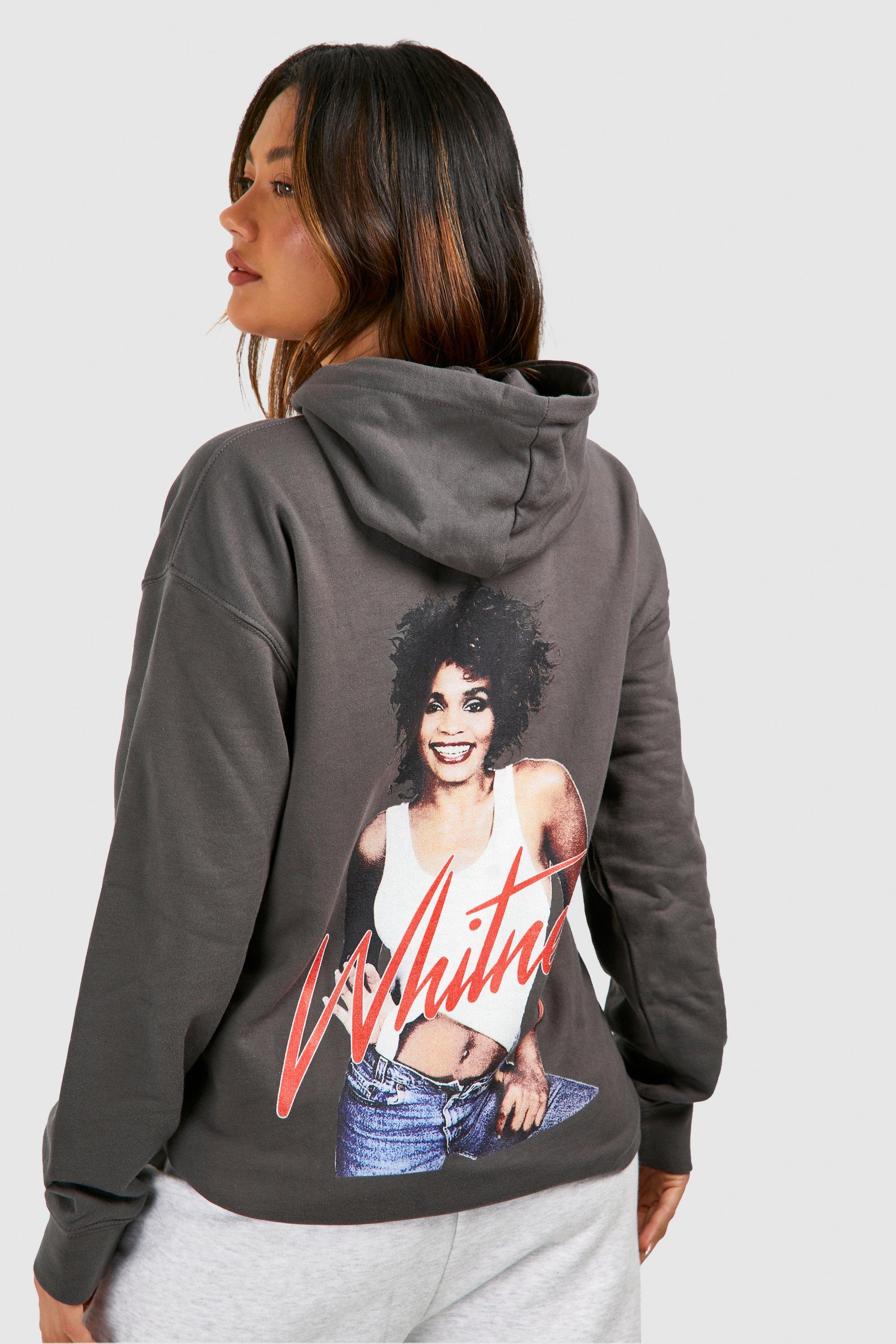 Womens Whitney Houston Licence Printed Oversized Hoodie - Black - Xs, Black