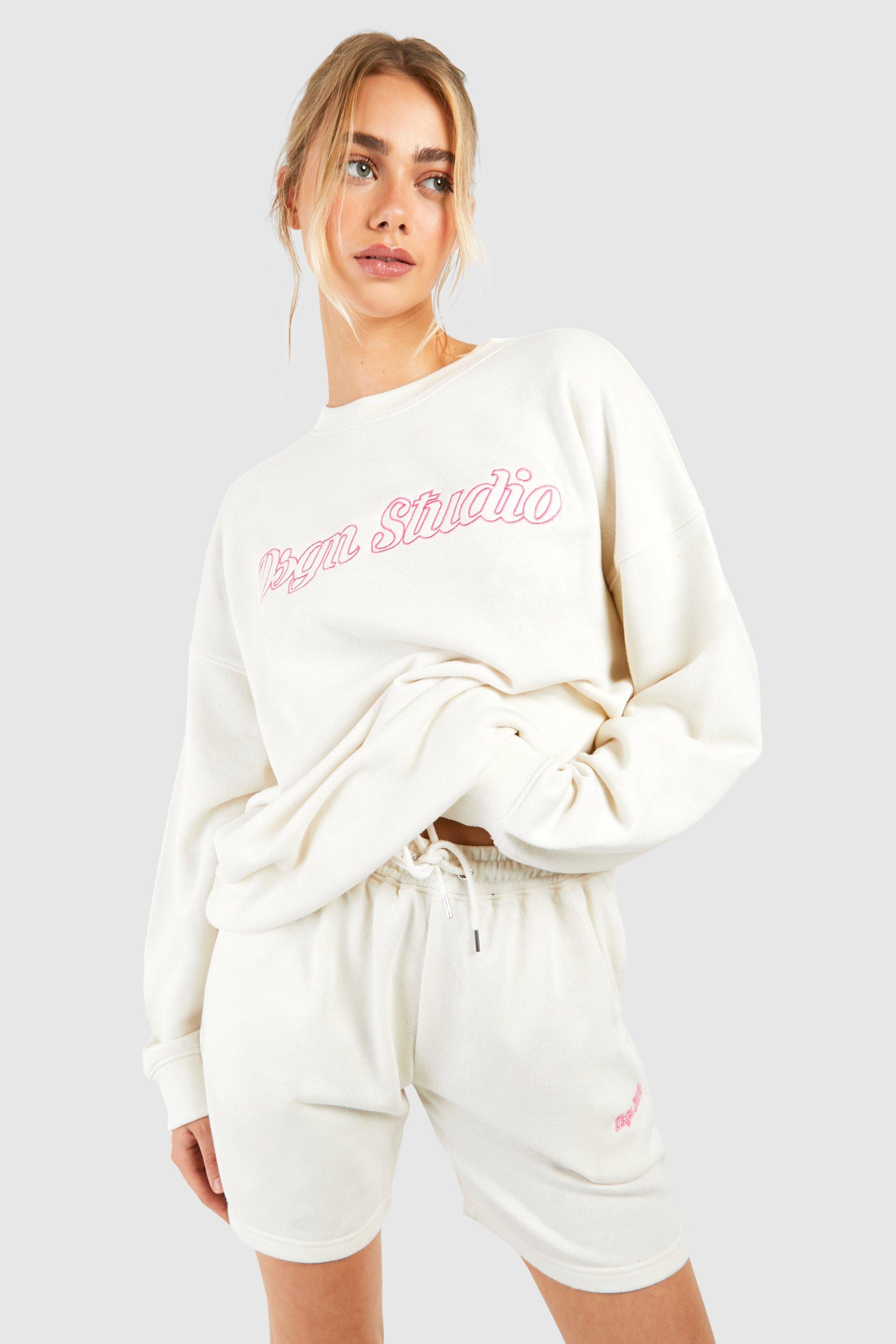 Image of Dsgn Studio Script Oversized Sweatshirt, Cream