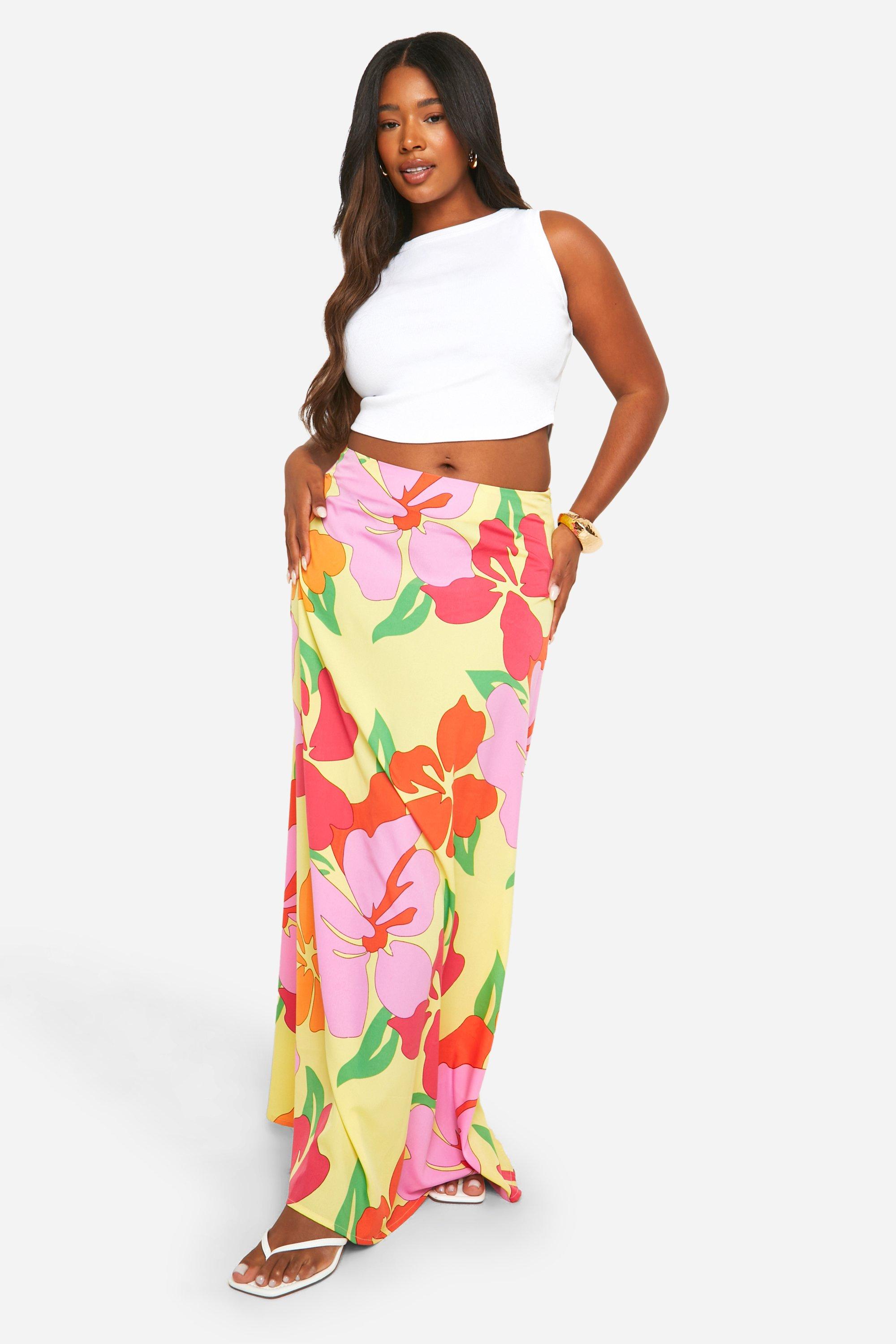 Boohoo Plus Floral Maxi Slip Skirt 1, Floral