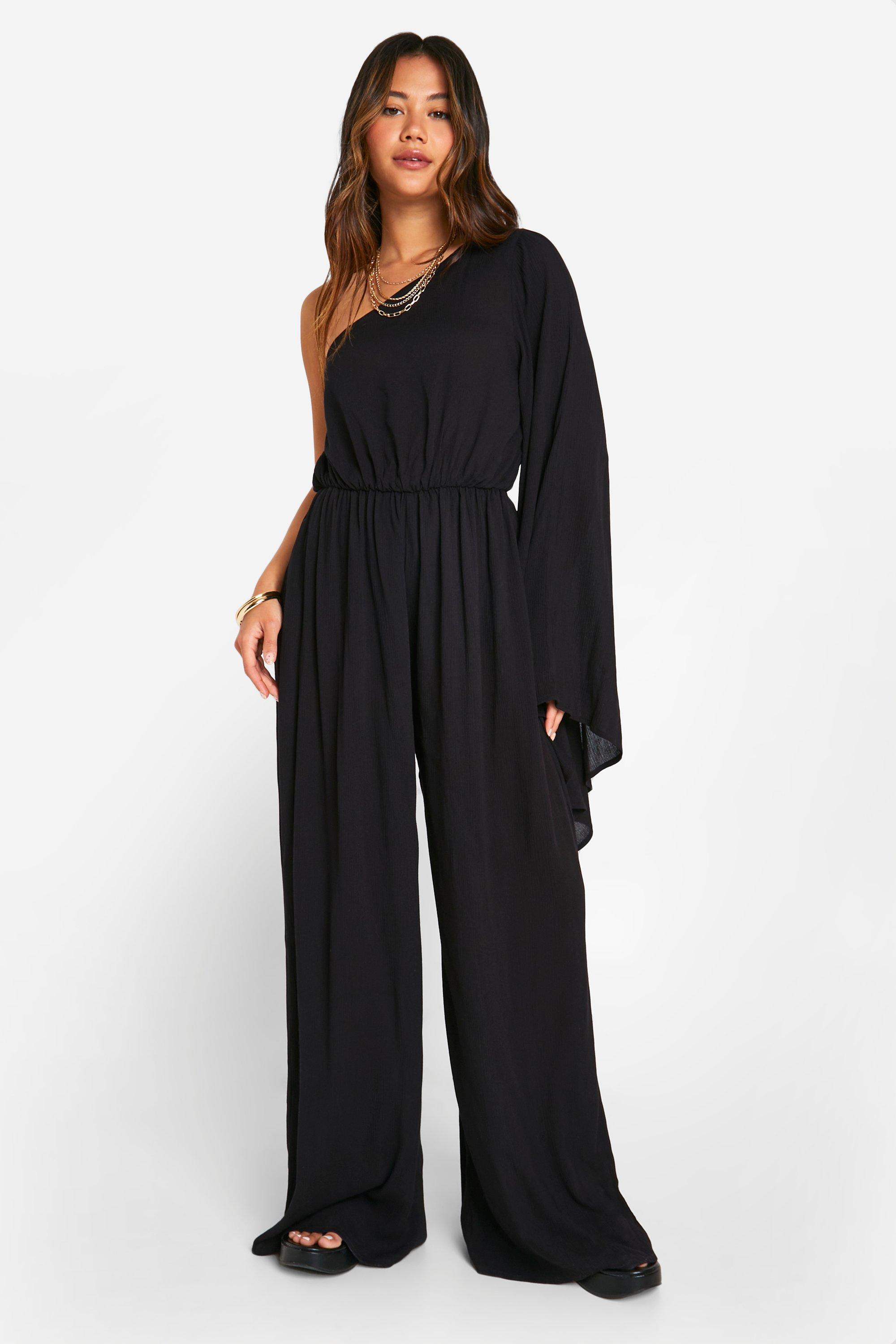 Image of Flare Sleeve Cheesecloth Jumpsuit, Nero