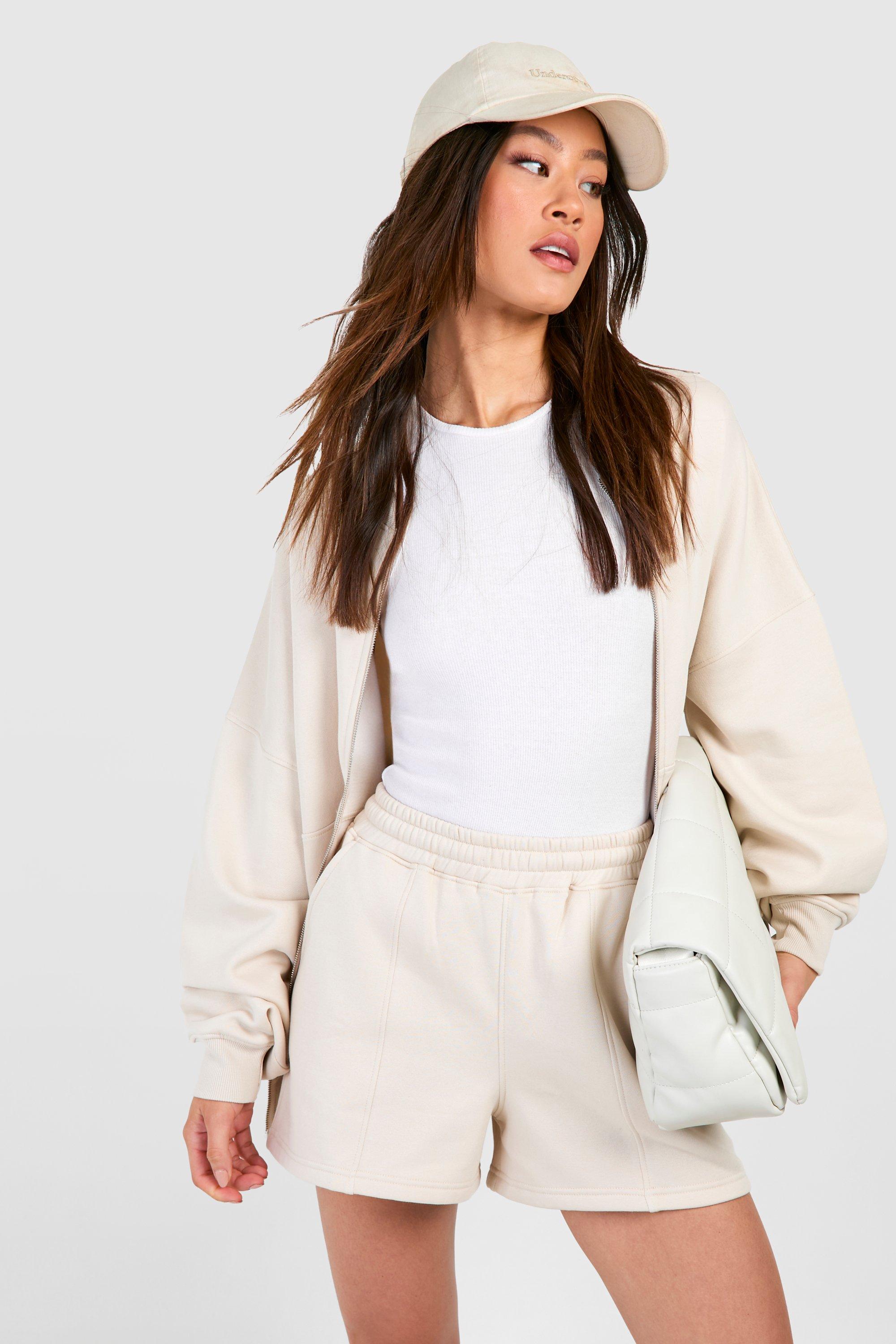 Image of Tall Zip Through Bomber Short Tracksuit, Bianco