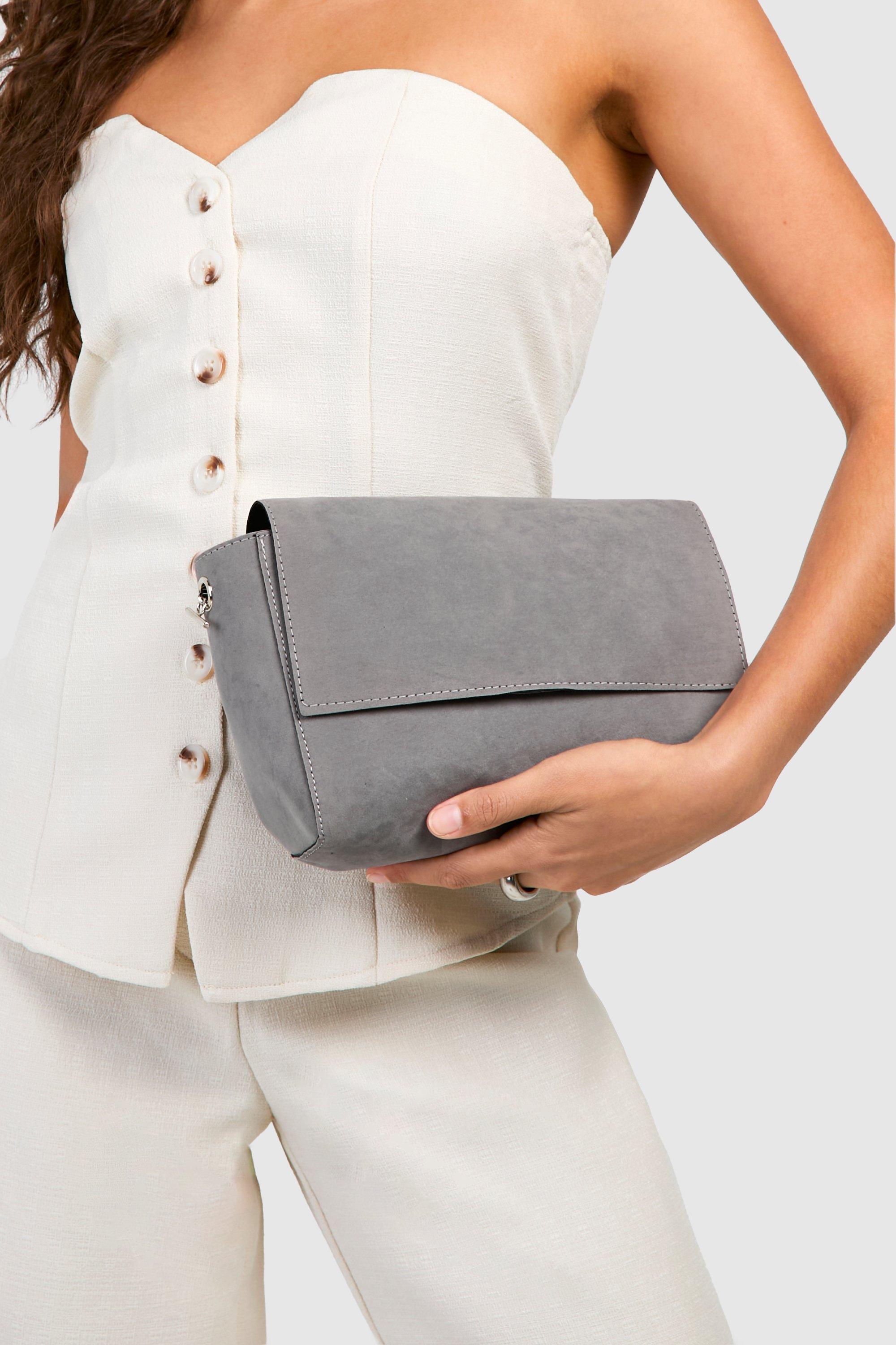 Image of Structured Clutch Bag And Chain, Grigio