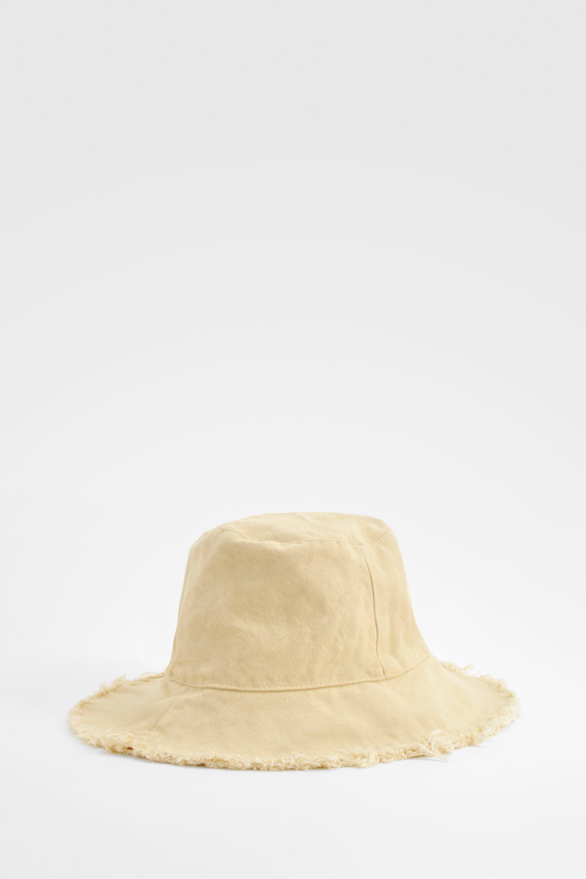Image of Frayed Edge Bucket Hat, Beige