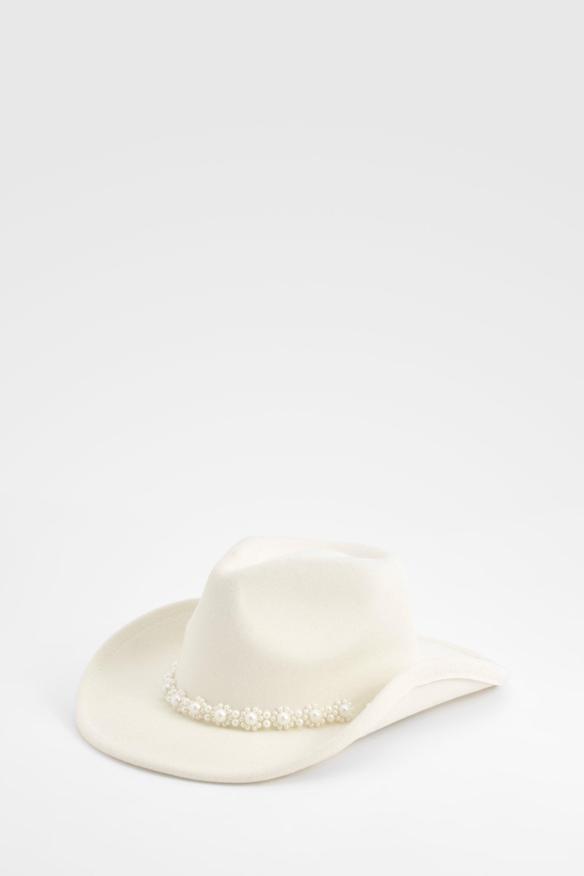 Click to view product details and reviews for Womens Pearl Detail Western Cowboy Hat White One Size White.