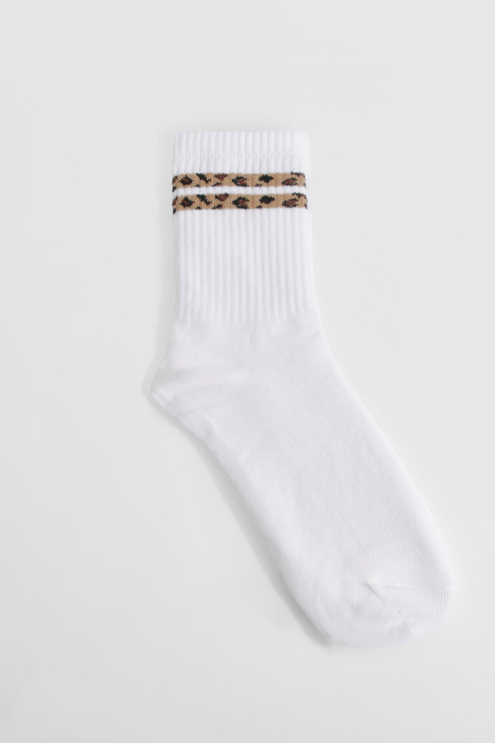 Image of Leopard Double Stripe Sports Sock, Multi