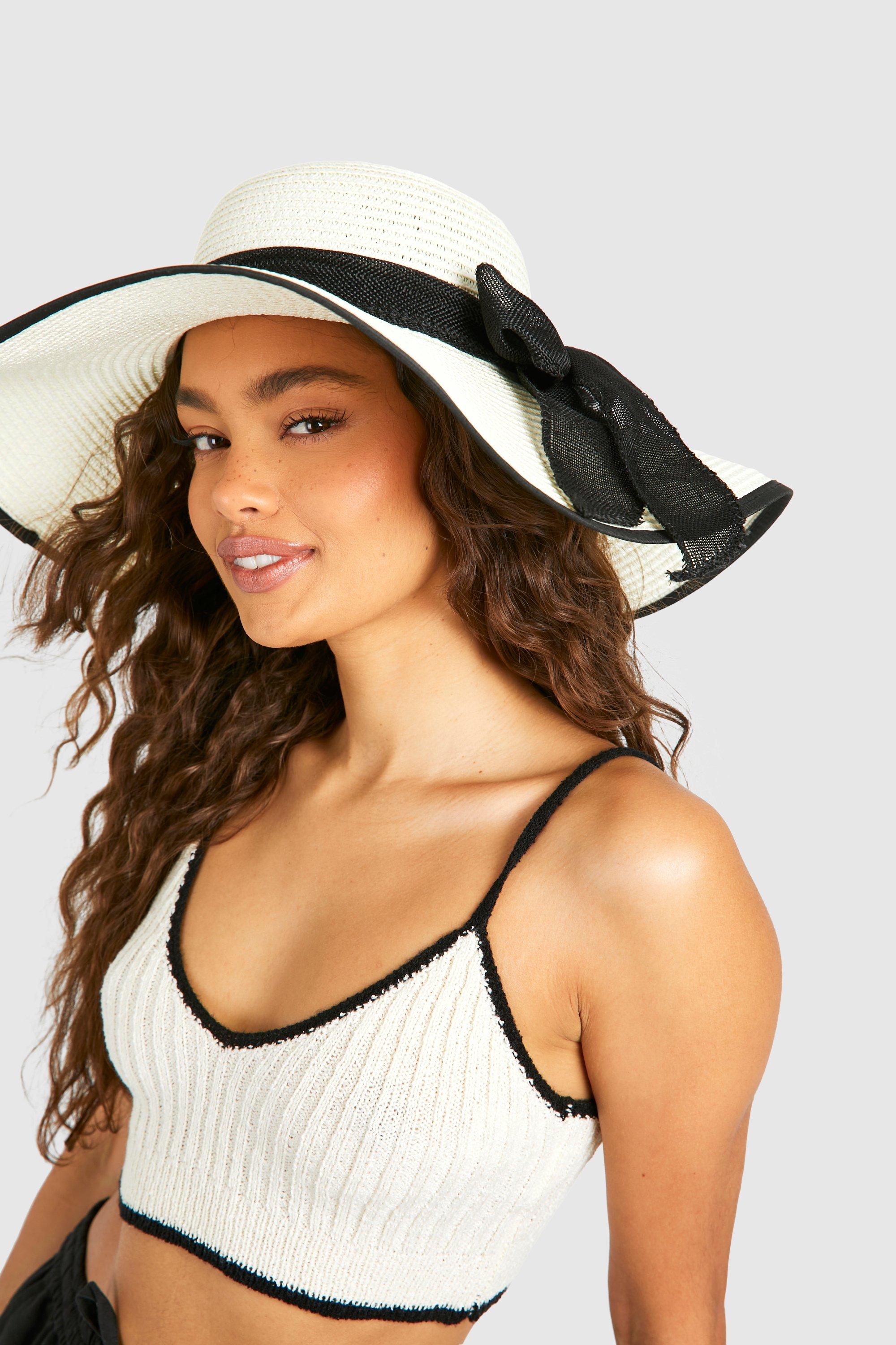 Click to view product details and reviews for Womens Contrast Trim Bow Detail Summer Hat Beige One Size Beige.