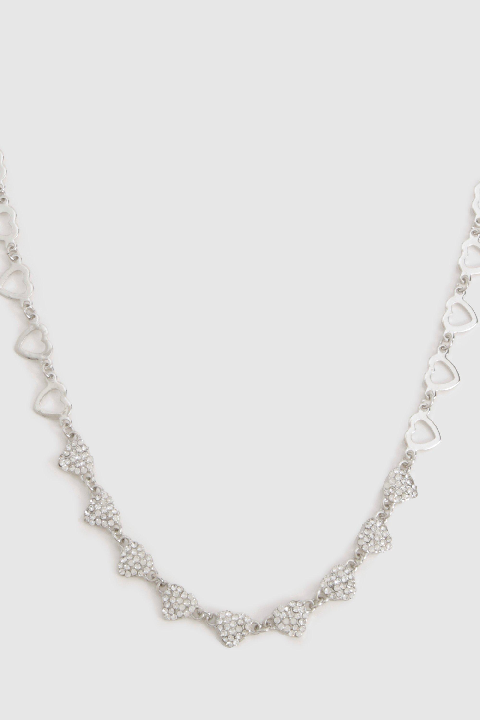 Image of Embellished Heart Necklace, Grigio